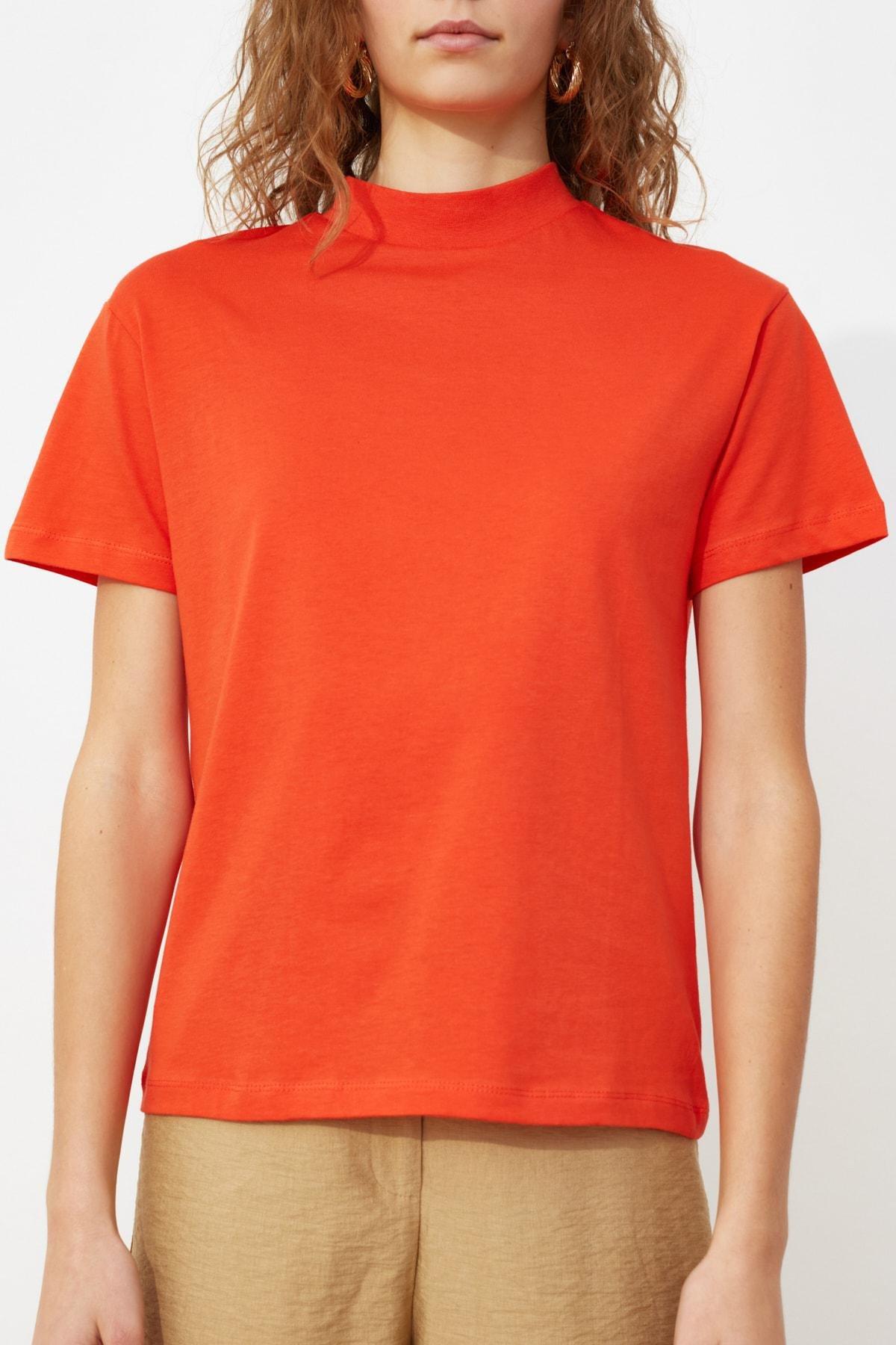 Red Standing Collar T-Shirt, , large image number 2