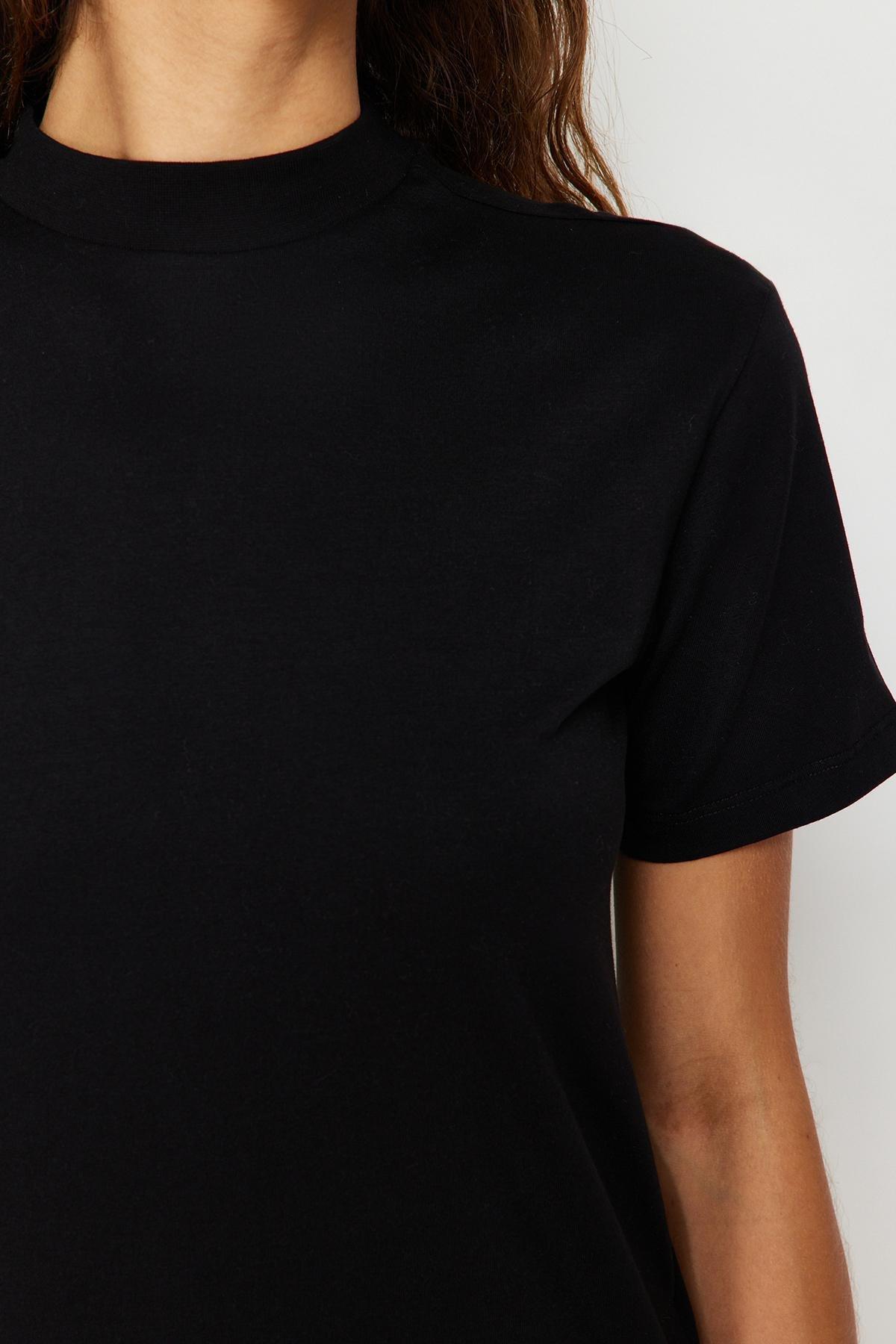 Black Regular T-Shirt, Black, large image number 4