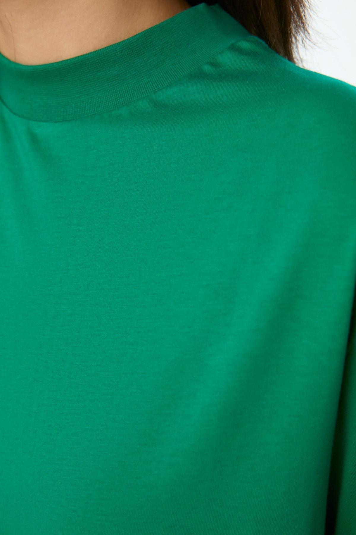 Green Standing Collar T-Shirt, Green, large image number 7