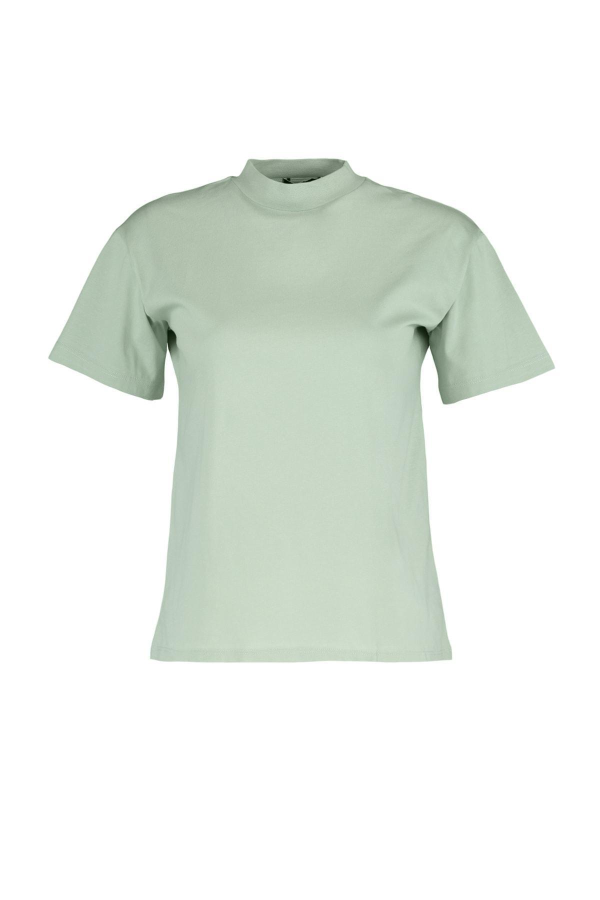 Green Standing Collar T-Shirt, Green, large image number 12