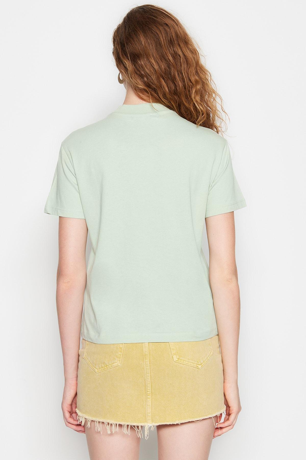 Green Standing Collar T-Shirt, Green, large image number 13