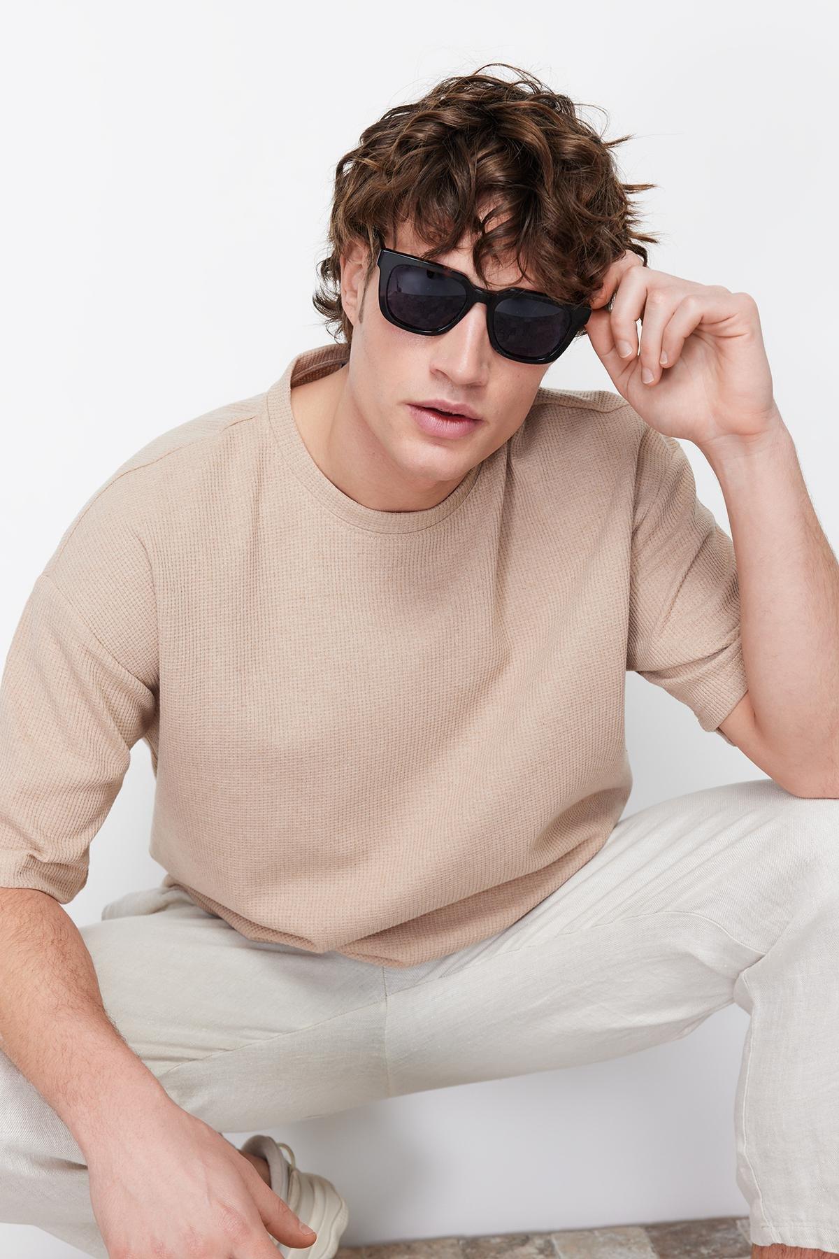 Brown Oversize Crew Neck Tshirt, Brown, large image number 4