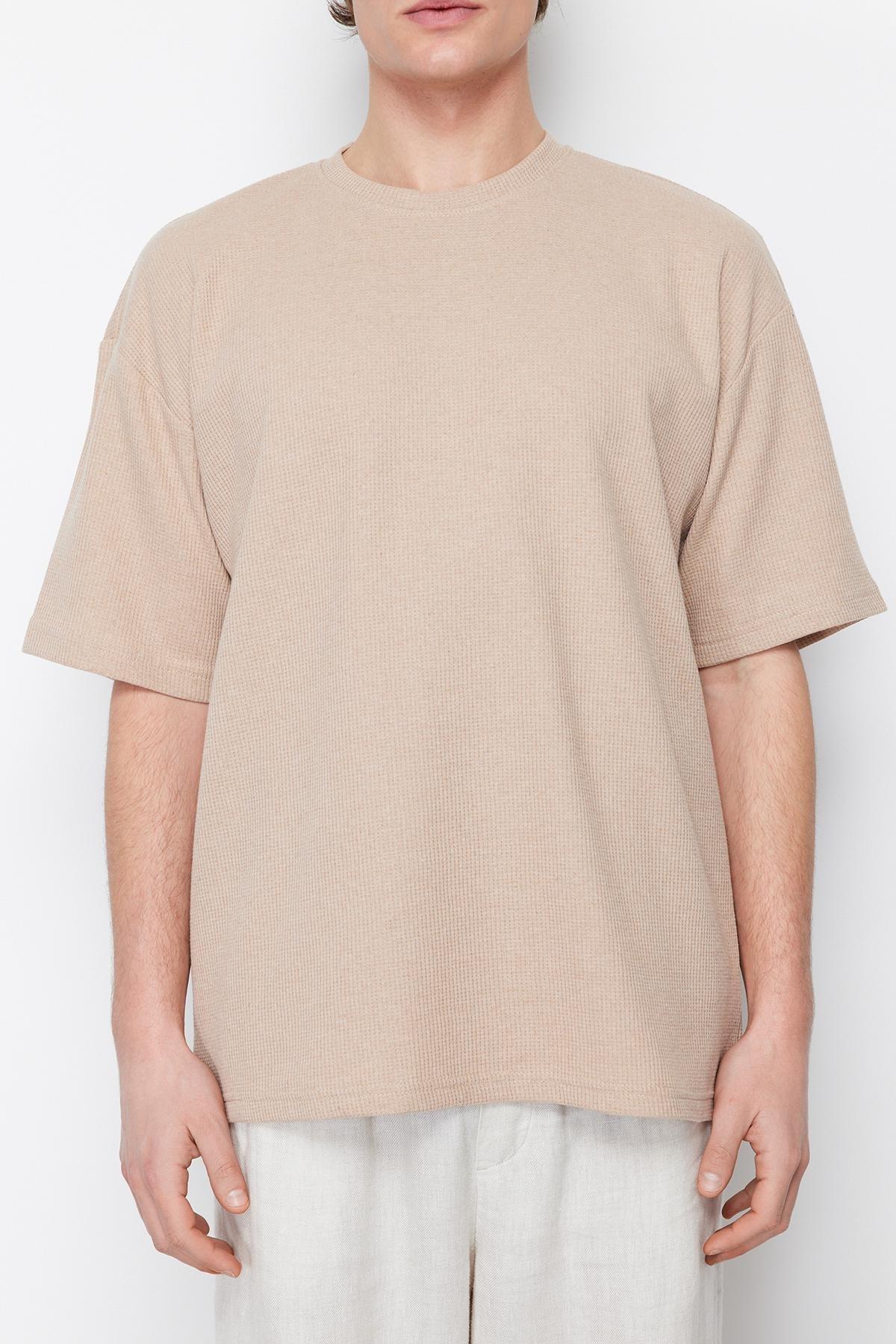 Trendyol - Brown Oversize Crew Neck Tshirt