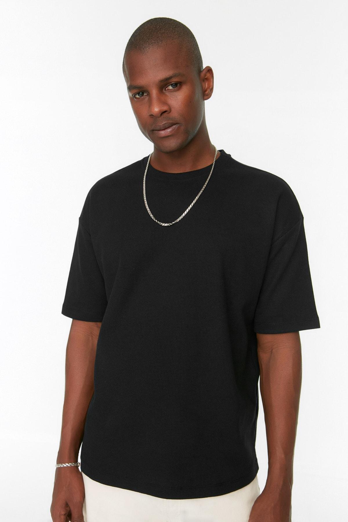 Black Oversize Crew Neck Tshirt, , medium