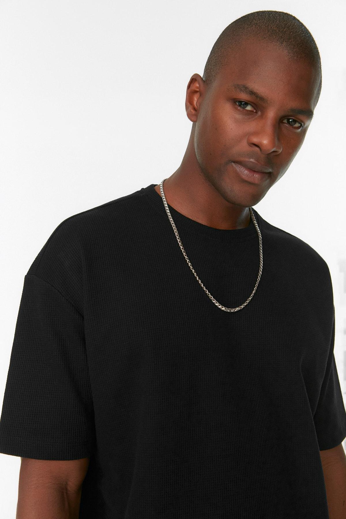 Black Oversize Crew Neck Tshirt, , large image number 1