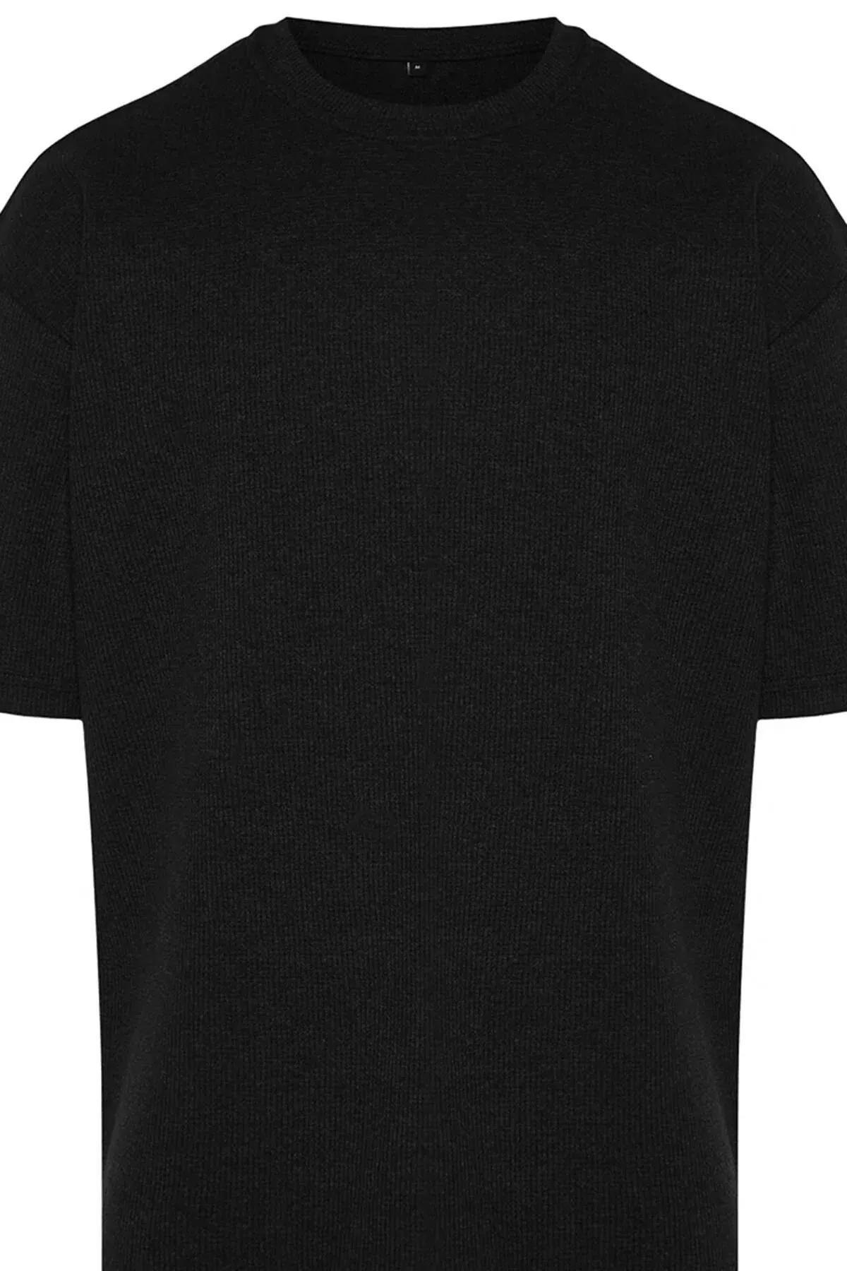 Black Oversize Crew Neck Tshirt, , large image number 4