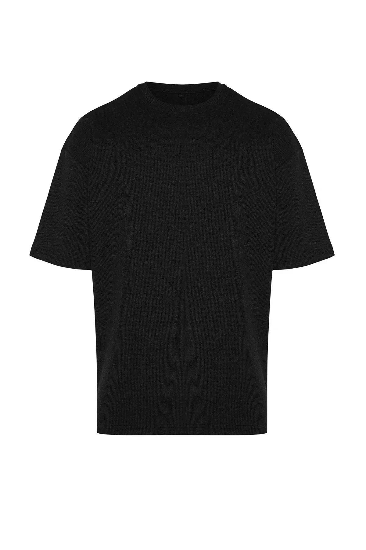Black Oversize Crew Neck Tshirt, , large image number 5