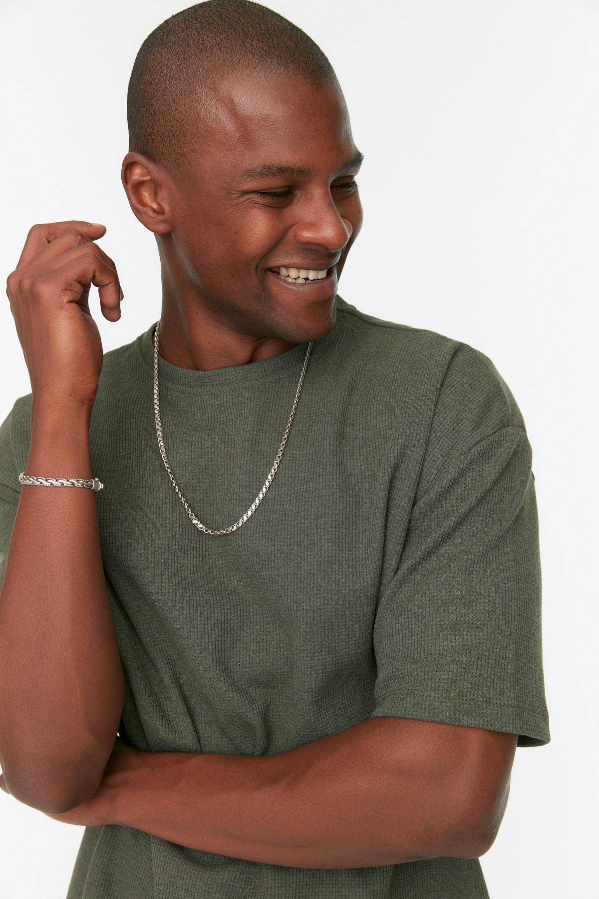 Khaki Oversize Crew Neck Tshirt, Khaki, large image number 2