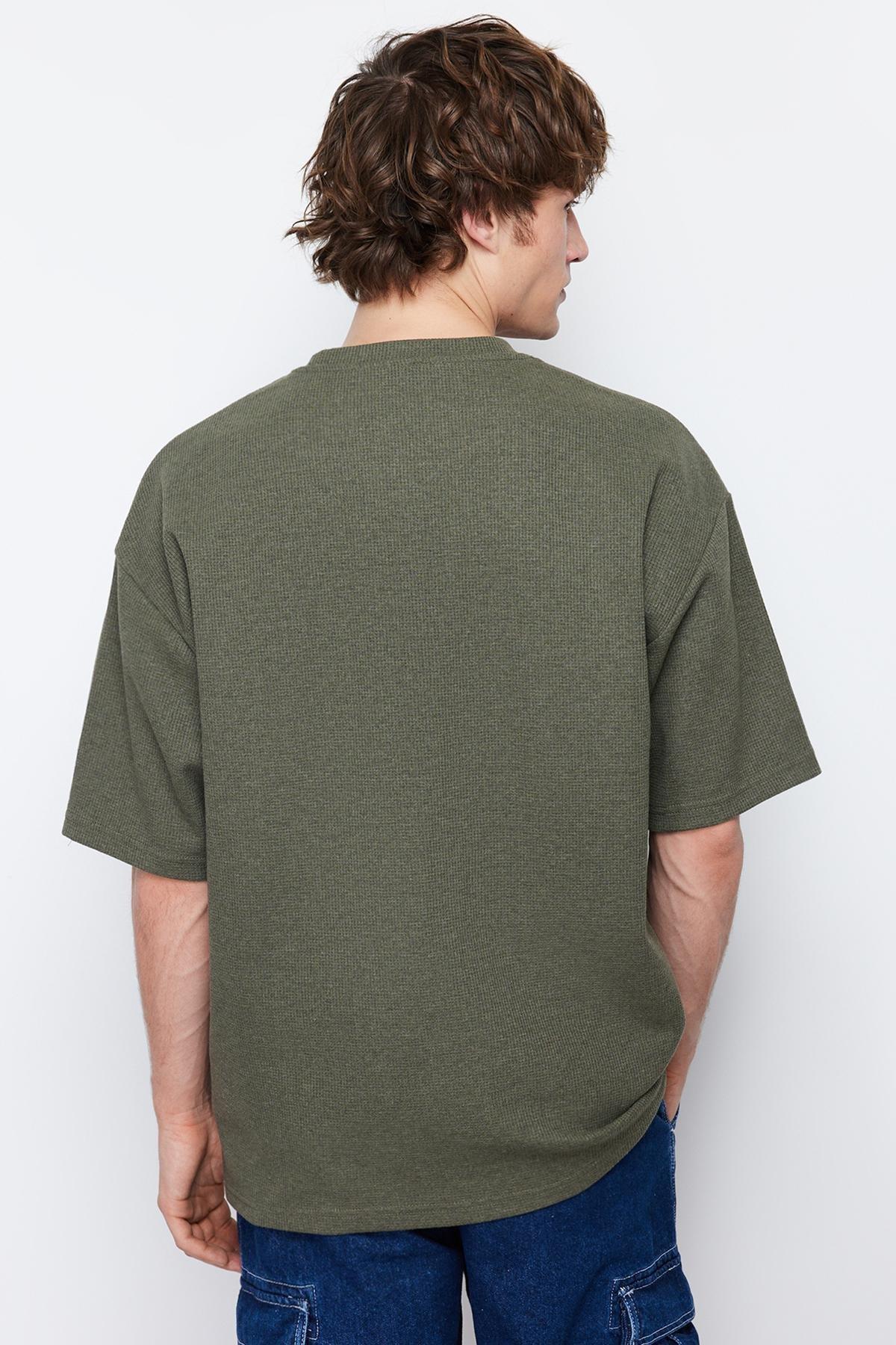 Khaki Oversize Crew Neck Tshirt, , large image number 8