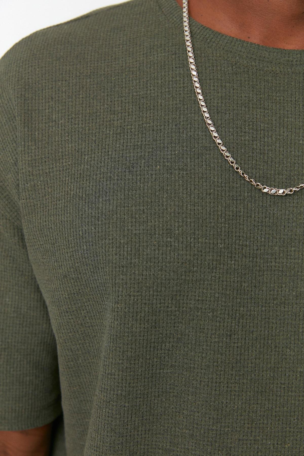 Khaki Oversize Crew Neck Tshirt, Khaki, large image number 9