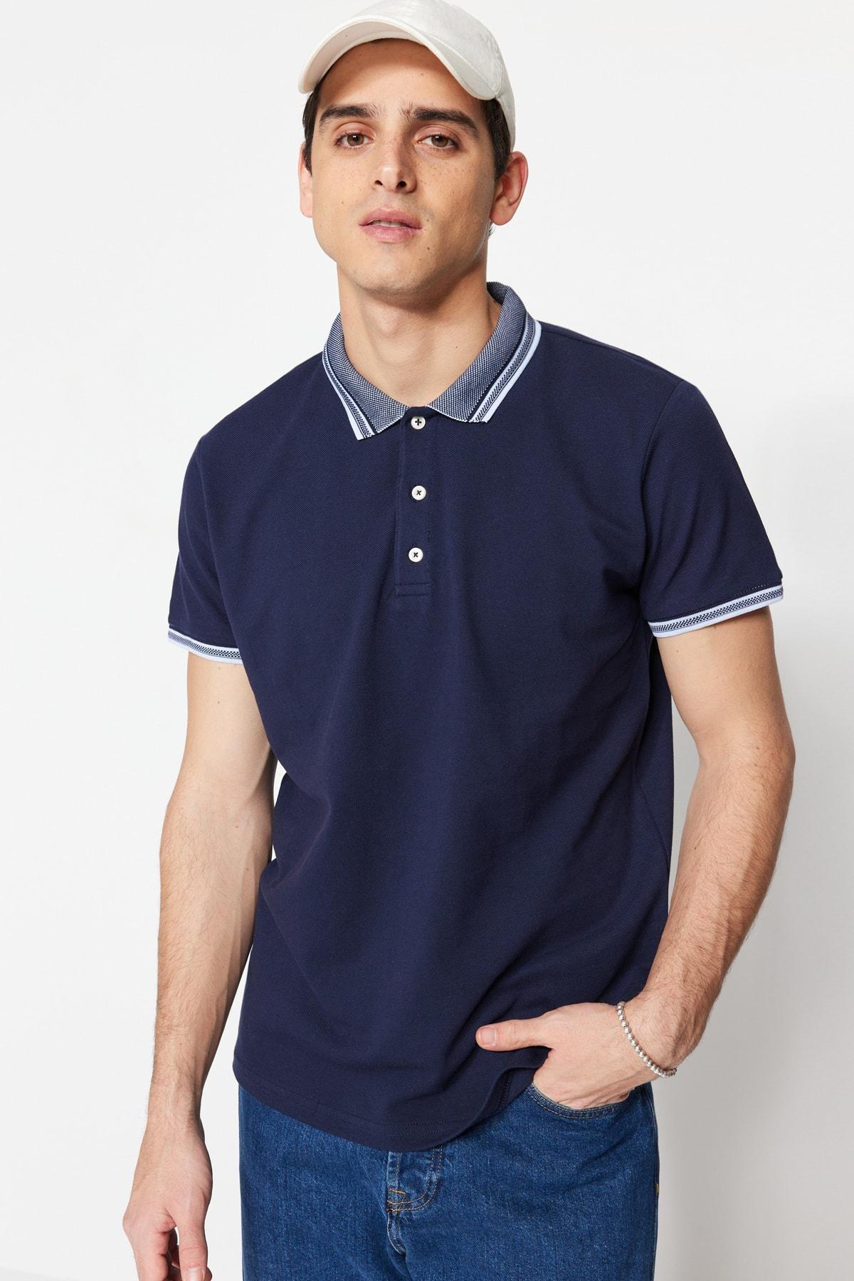 Navy Polo T-Shirt, Dark blue, large image number 0
