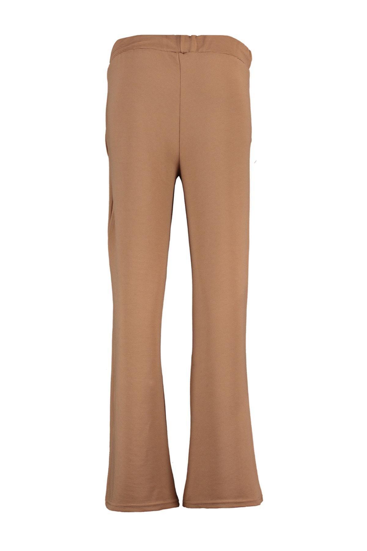Trendyol - Brown Wide Leg High Waist Sweatpants