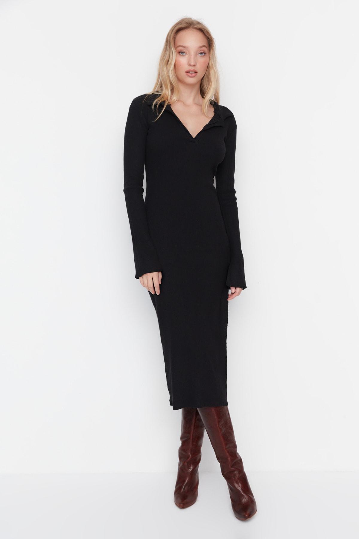Black Fitted Bodycon Dress, , large image number 0