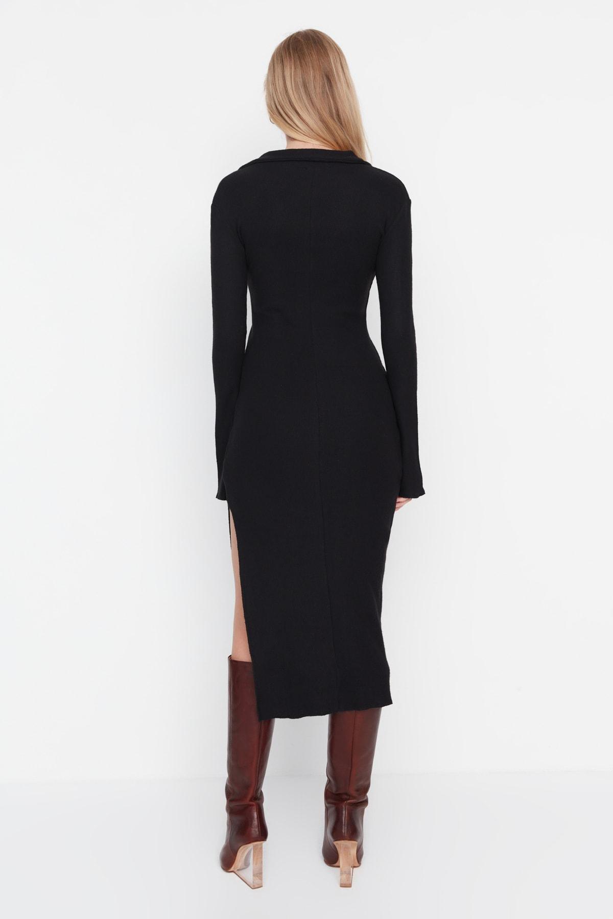 Black Fitted Bodycon Dress, , large image number 4