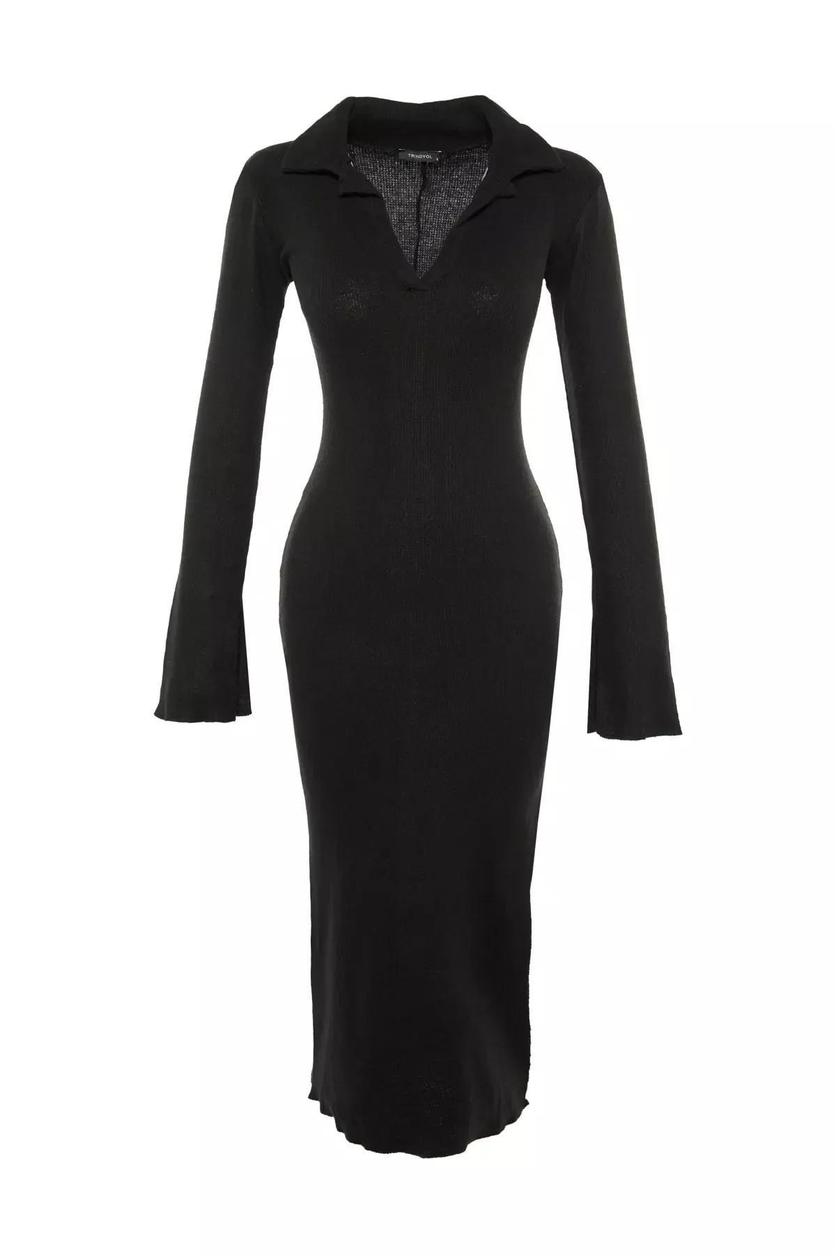 Black Fitted Bodycon Dress, Black, large image number 5