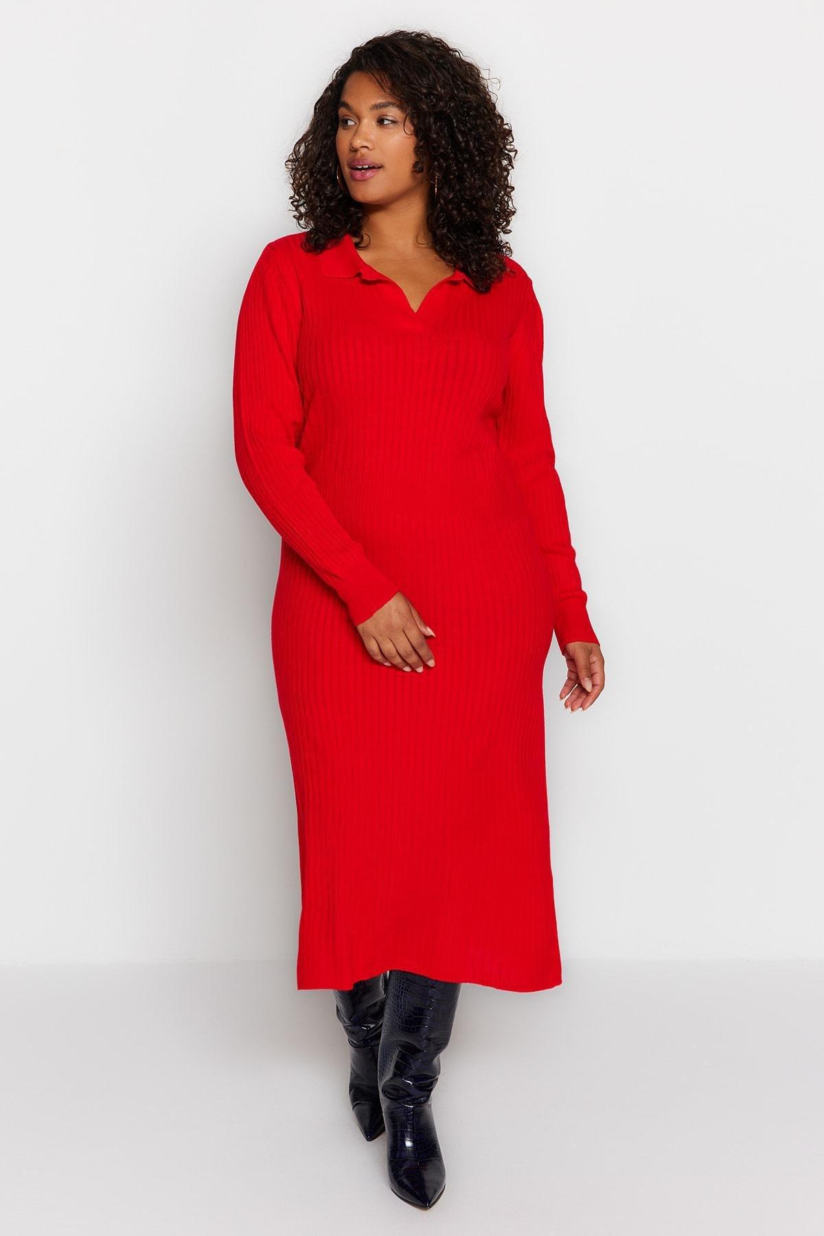 Red Bodycon Plus Size Dress, , large image number 1