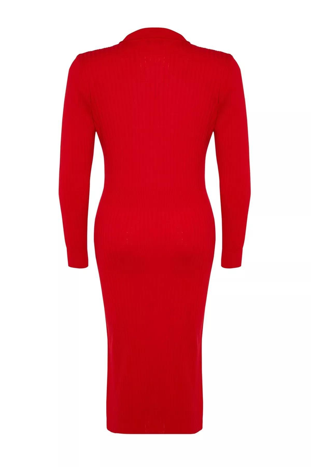 Red Bodycon Plus Size Dress, Red, large image number 6