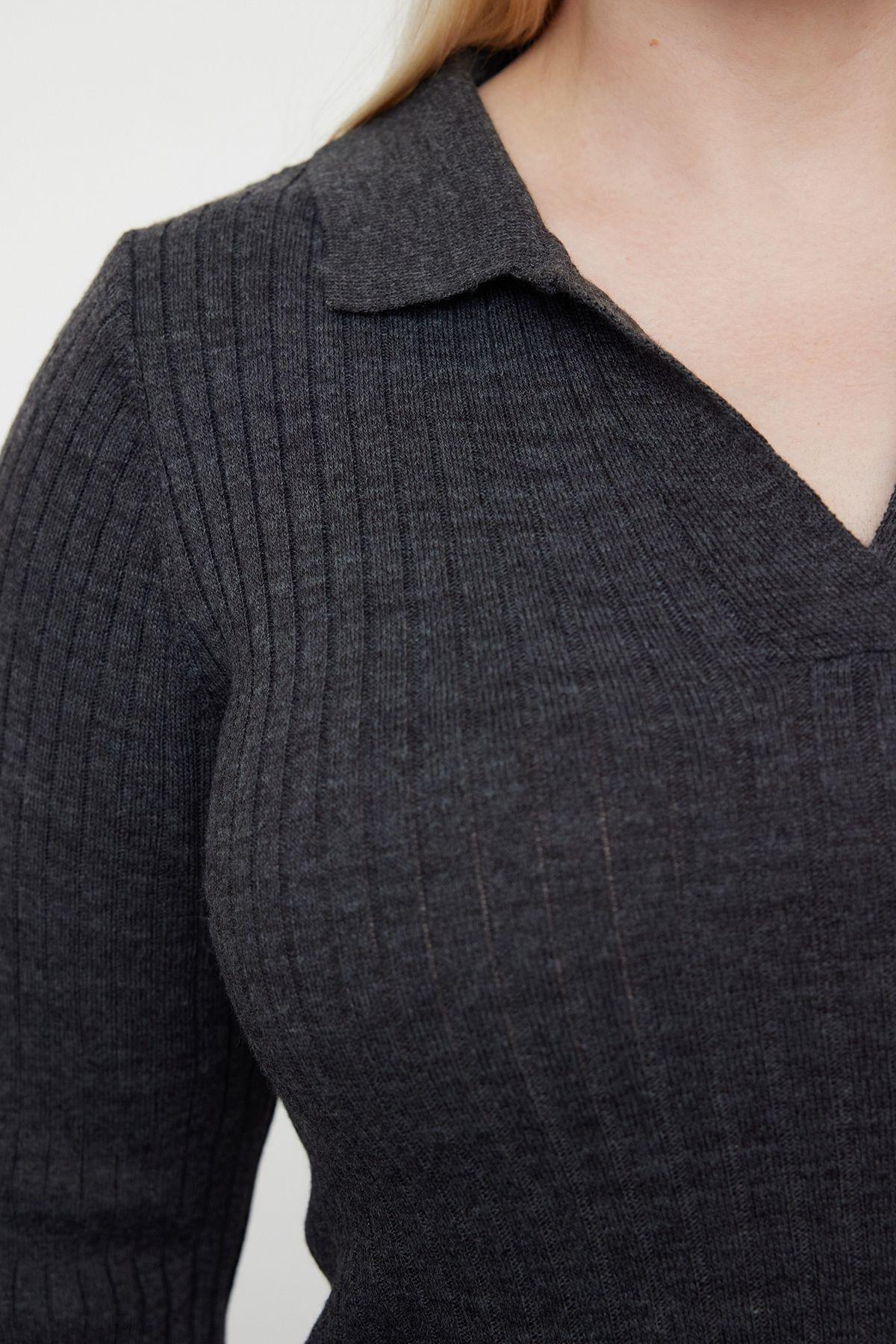 Anthracite Ribbed Bodycon Midi Dress, , large image number 3