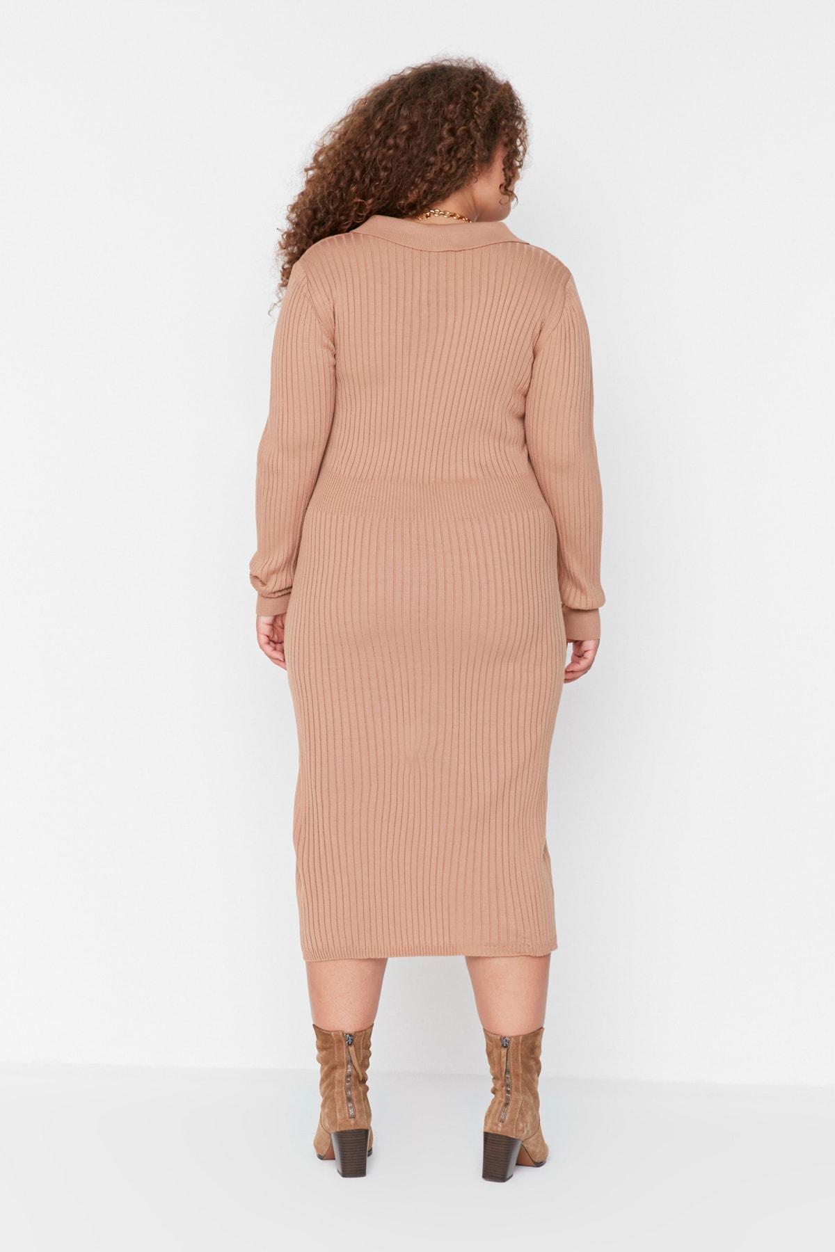 Brown Bodycon Plus Size Dress, , large image number 8