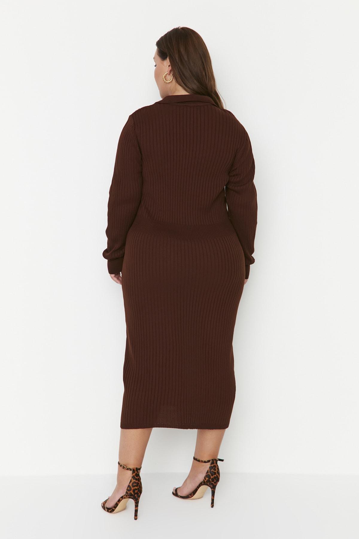 Brown Bodycon Plus Size Dress, , large image number 9
