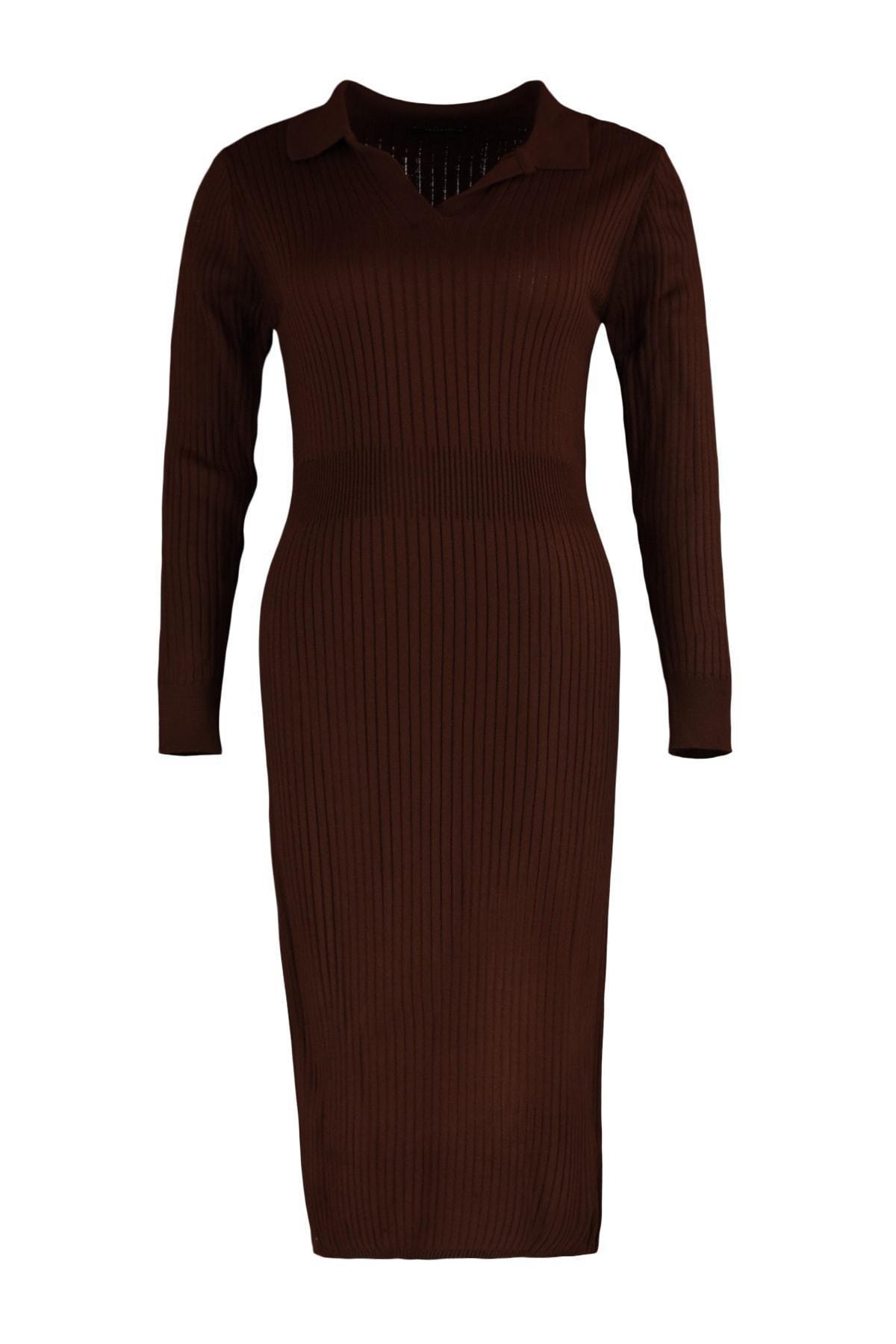 Brown Bodycon Plus Size Dress, , large image number 10