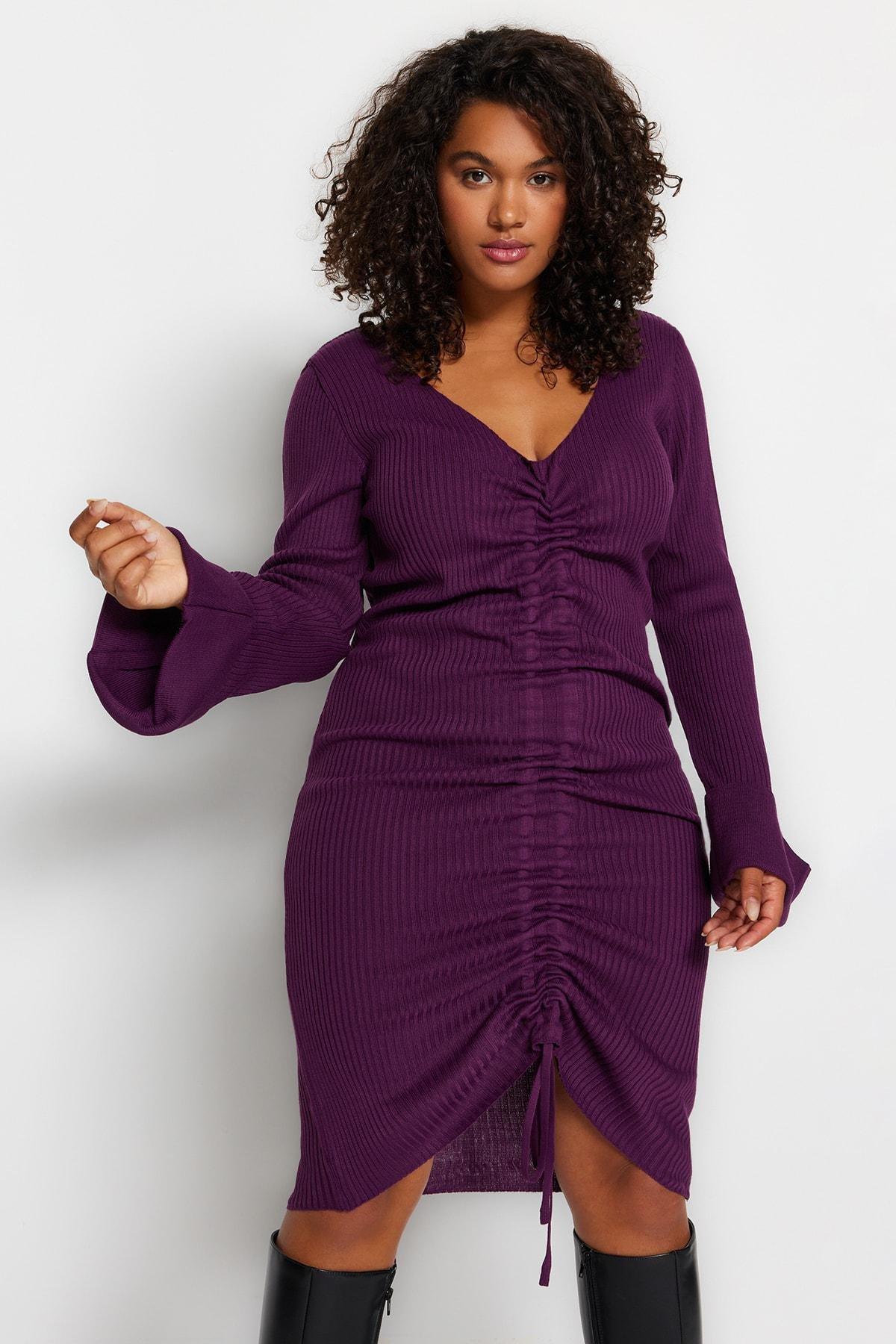 Purple Bodycon Plus Size Dress, , large image number 0