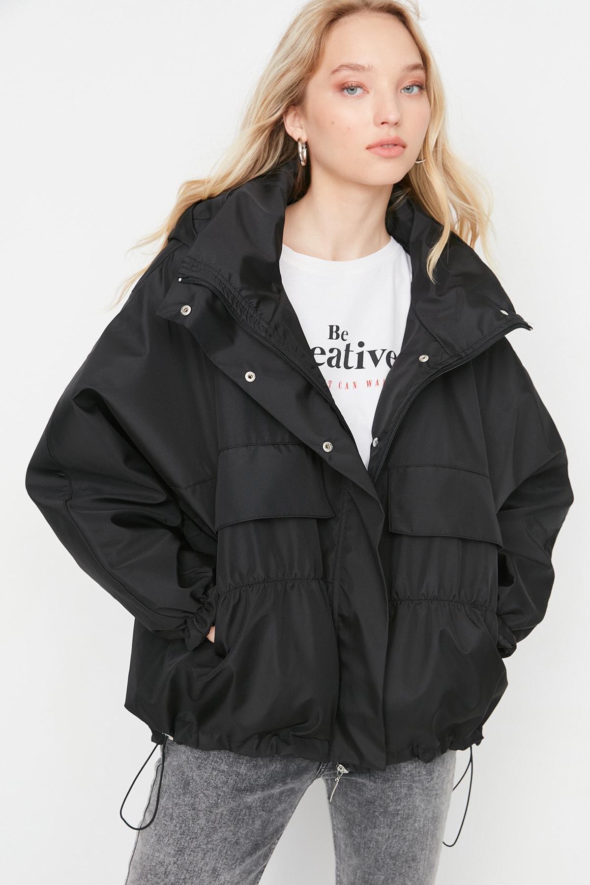 Black Hooded Puffer Jacket, , large image number 0