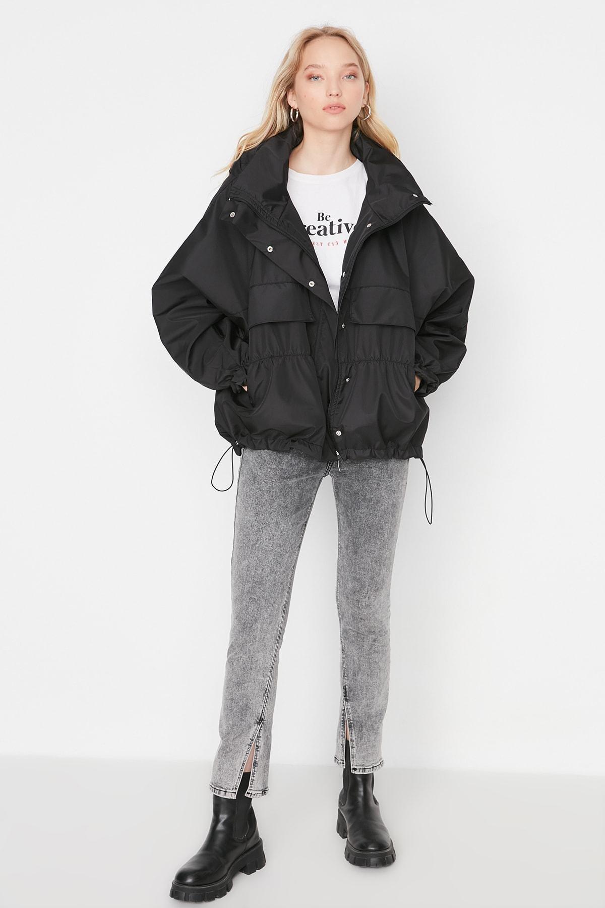 Black Hooded Puffer Jacket, , large image number 1