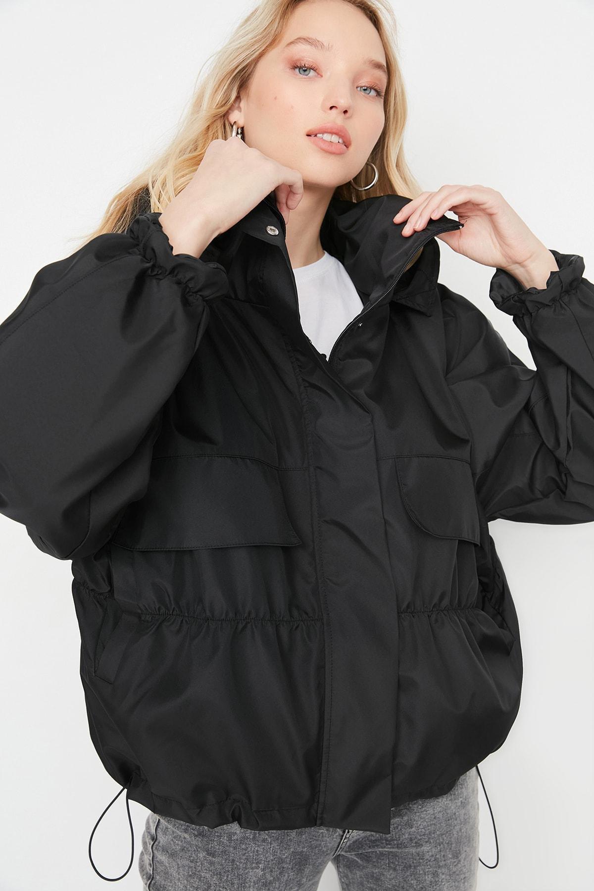 Black Hooded Puffer Jacket, , large image number 2