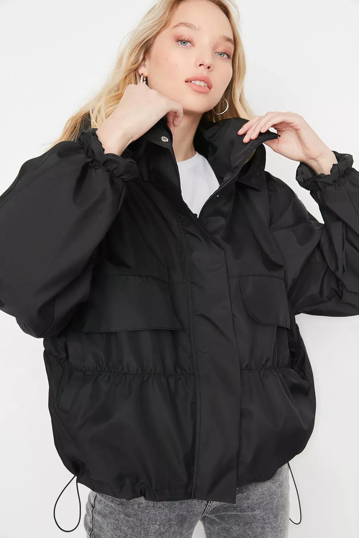Black Hooded Puffer Jacket, Black, large image number 2