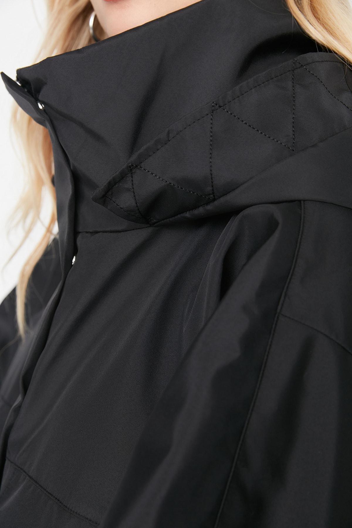 Black Hooded Puffer Jacket, , large image number 3
