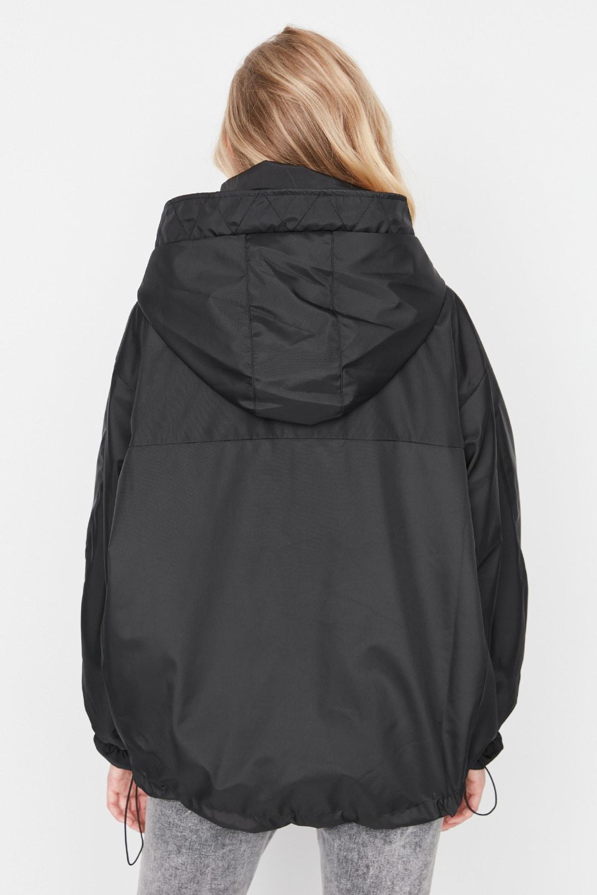 Black Hooded Puffer Jacket, , large image number 4