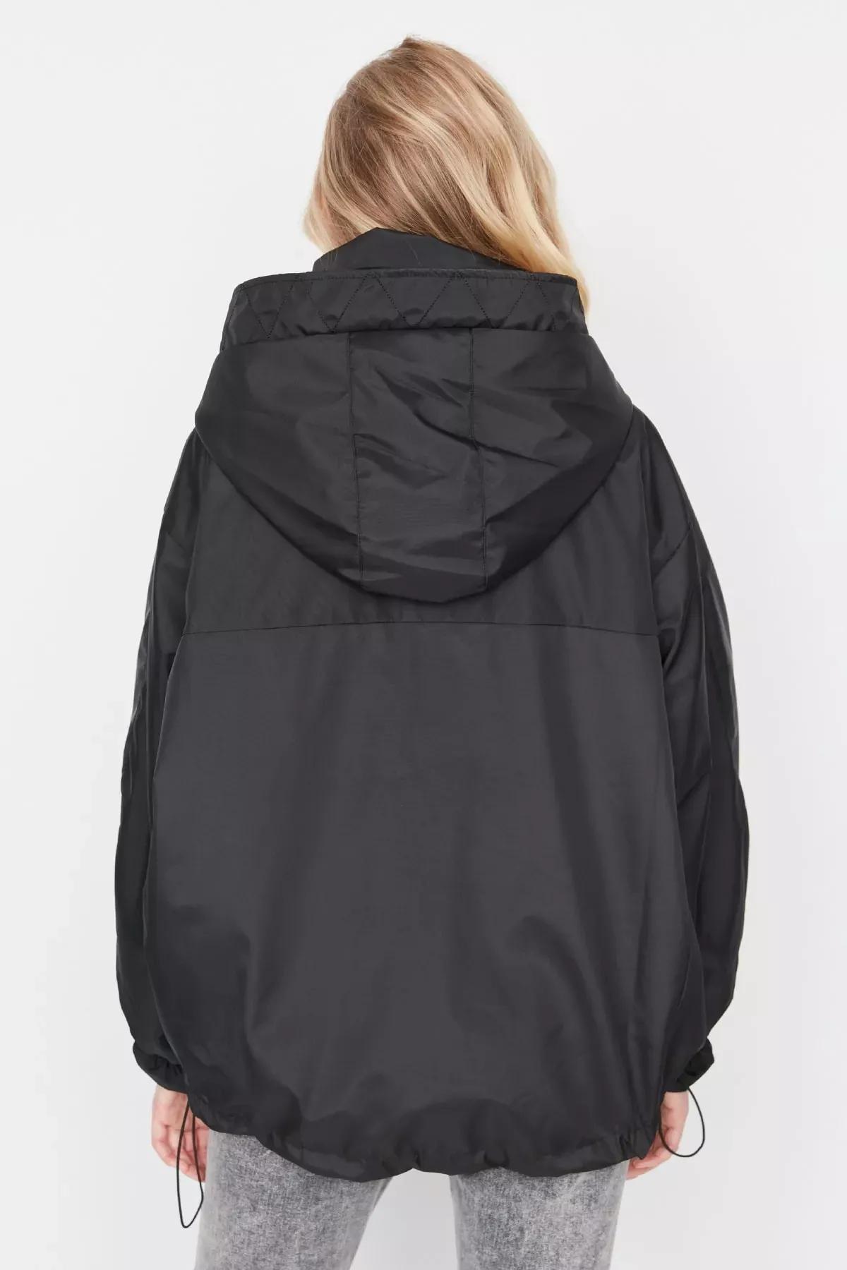 Black Hooded Puffer Jacket, Black, large image number 4