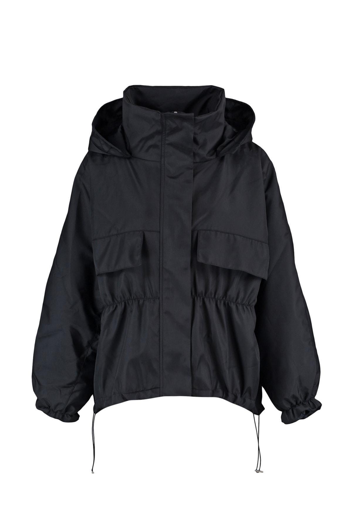 Black Hooded Puffer Jacket, , large image number 5
