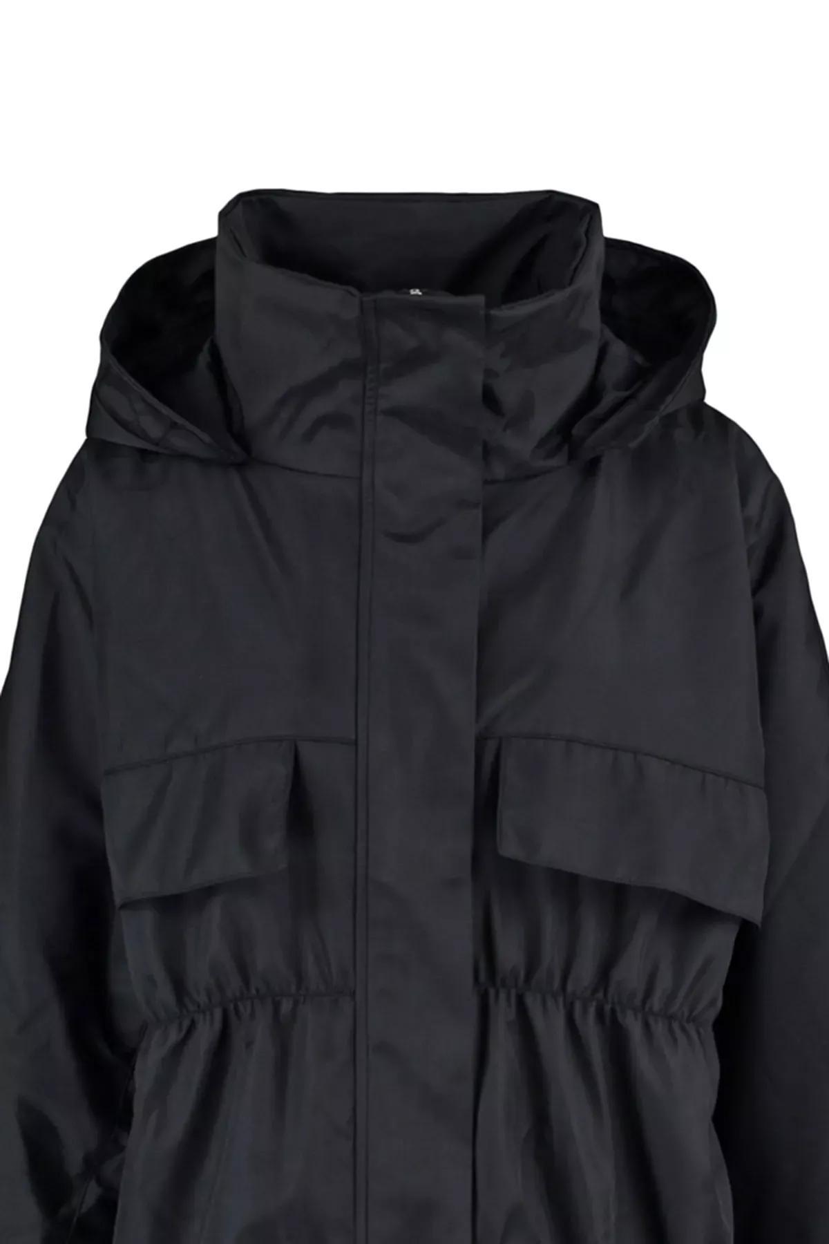 Black Hooded Puffer Jacket, Black, large image number 5