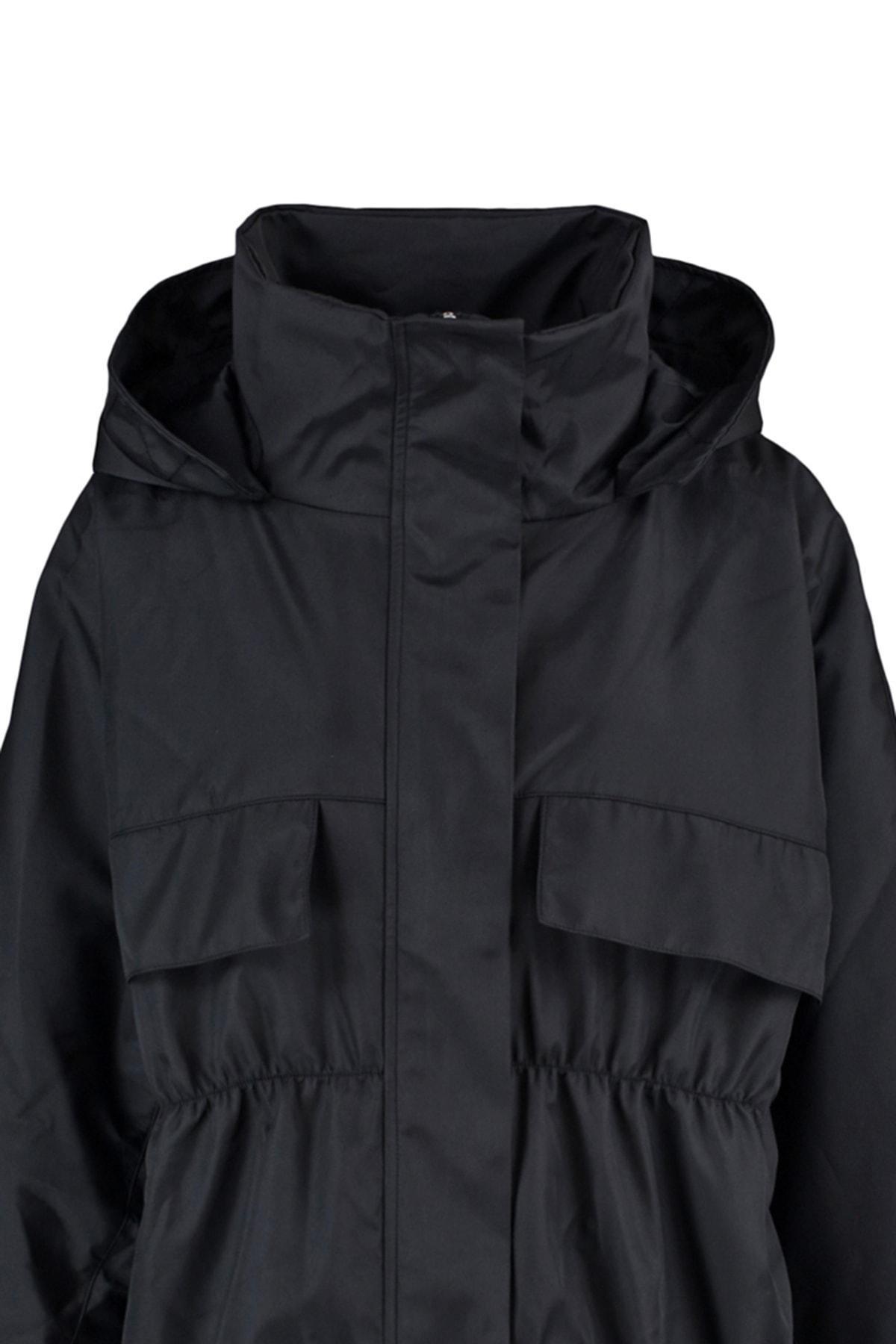 Black Hooded Puffer Jacket, , large image number 6