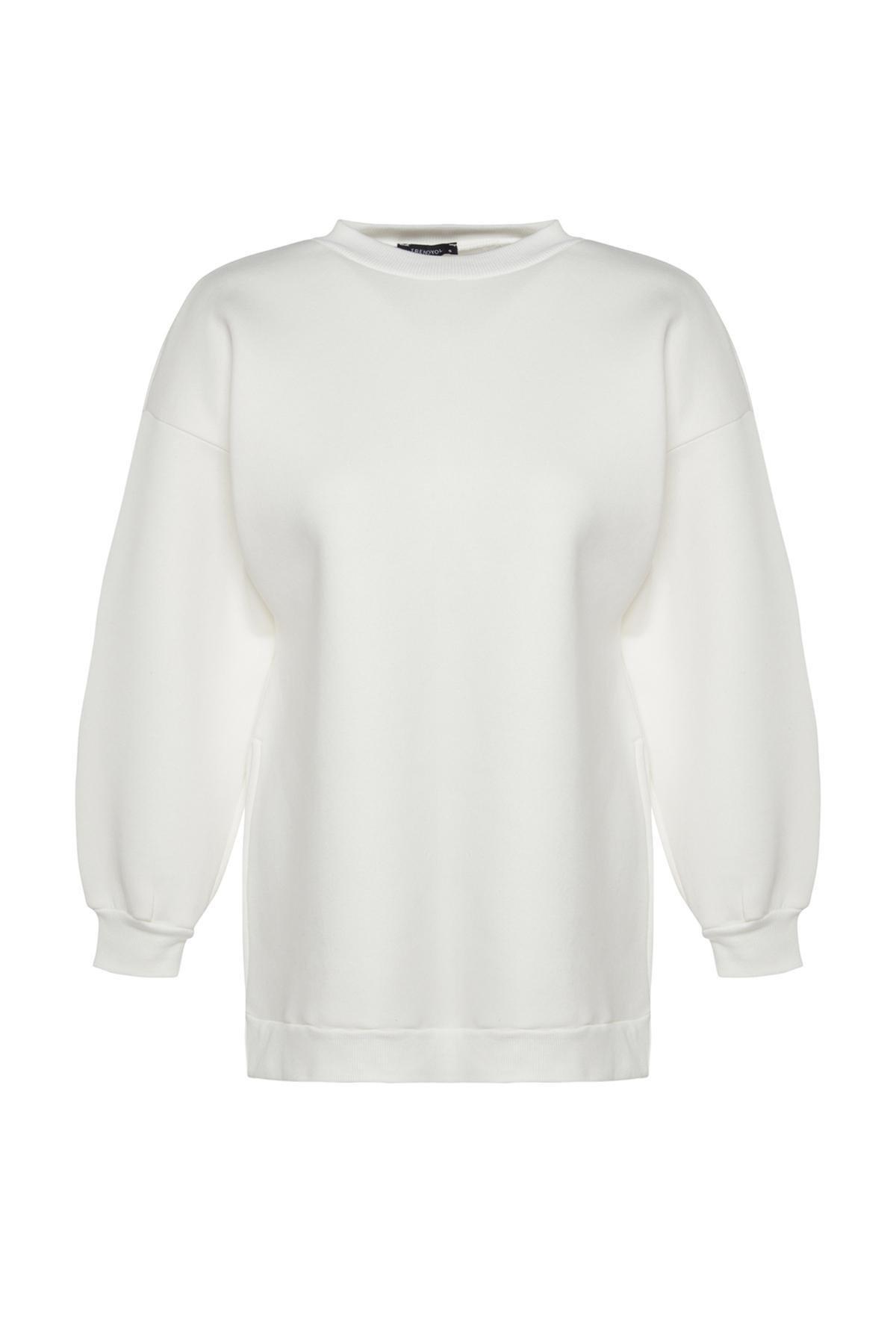 White Oversize Knitted Sweatshirt, , large image number 5