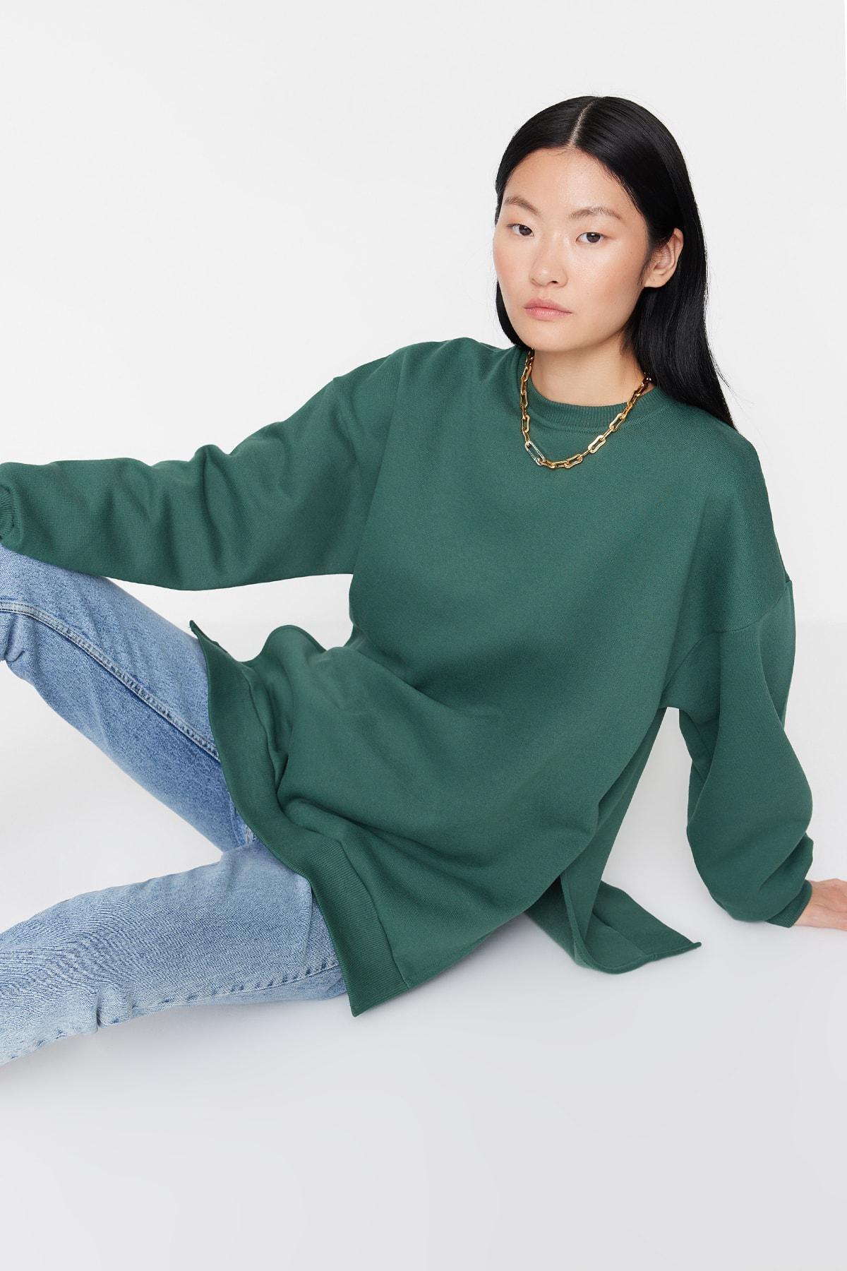 Green Oversize Sweatshirt, , large image number 0