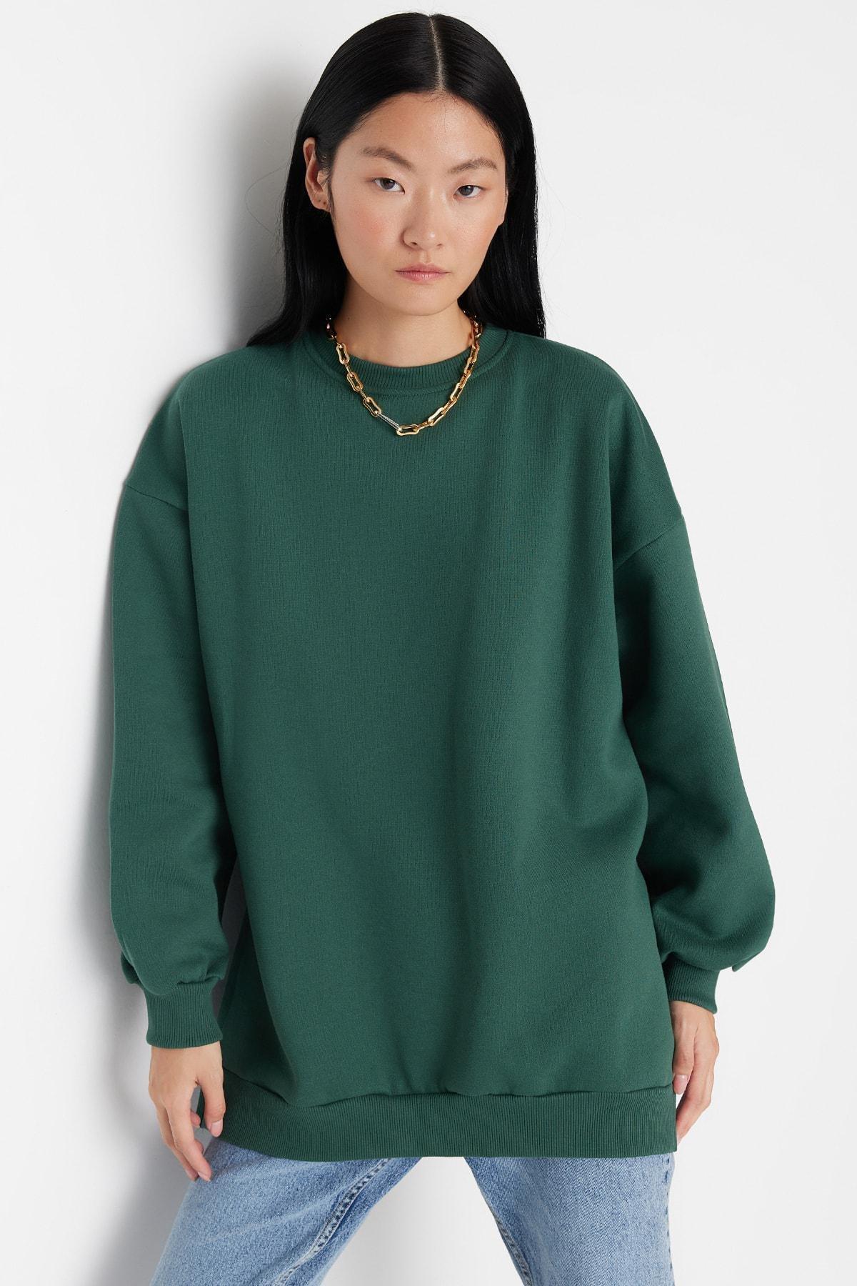 Trendyol - Green Oversize Sweatshirt