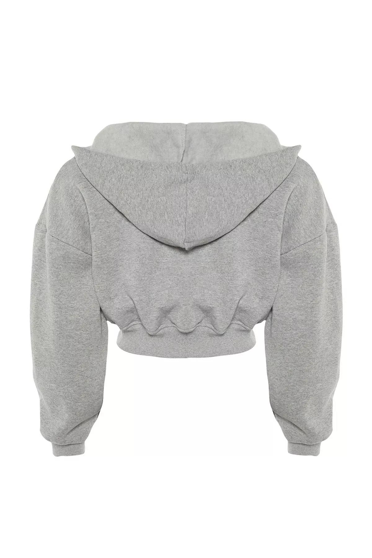 Gray V Neck Sweatshirt, , large image number 6