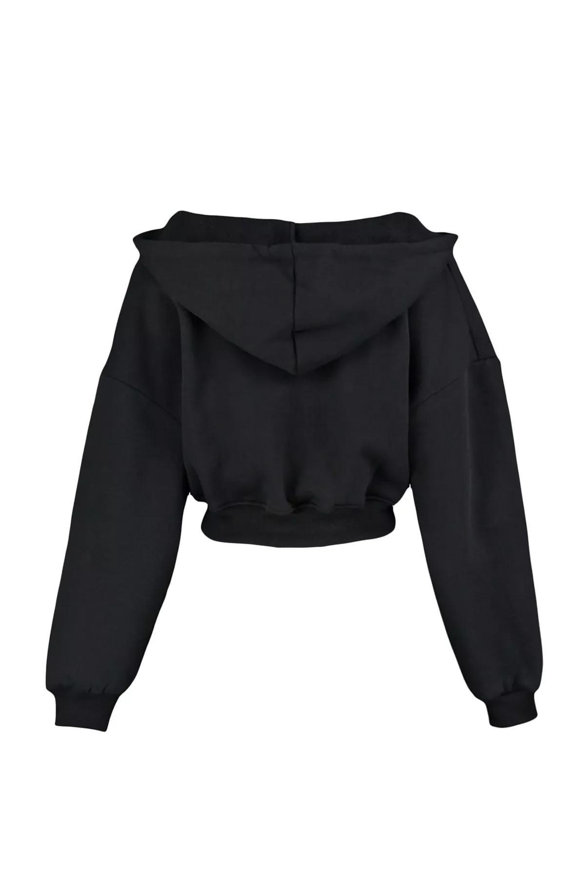 Black V Neck Sweatshirt, Black, large image number 6