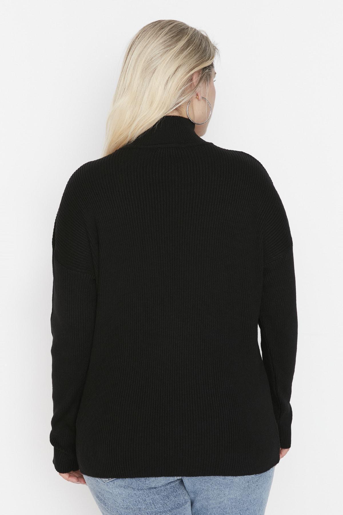 Black Crew Neck Plus Size Sweater, , large image number 4