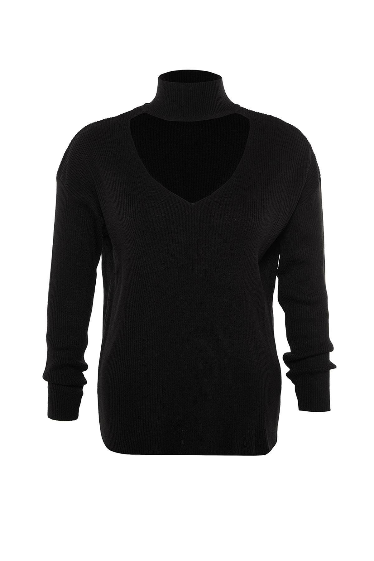 Trendyol - Black Crew Neck Plus Size Sweater