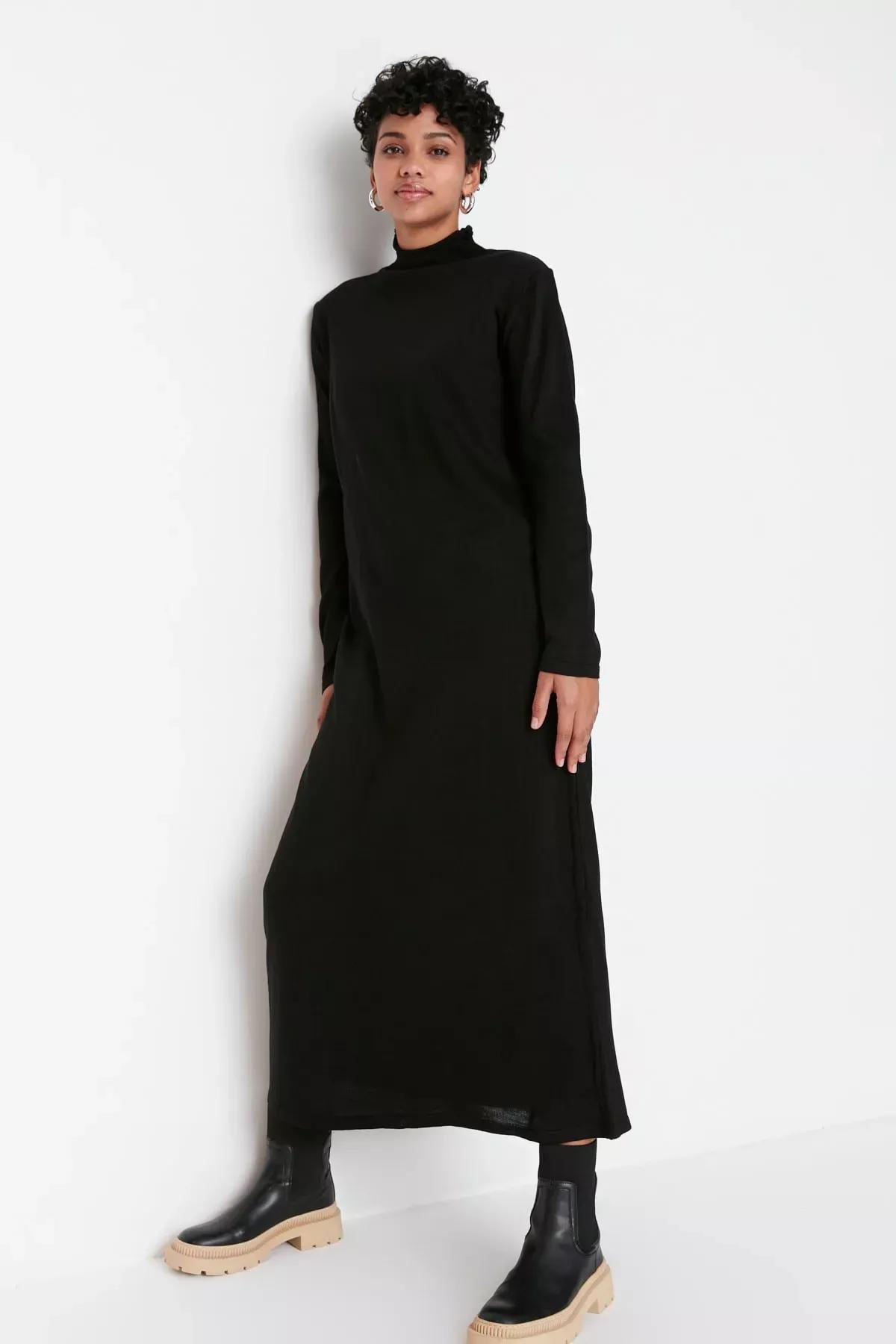 Black Basic Dress, Black, large image number 1