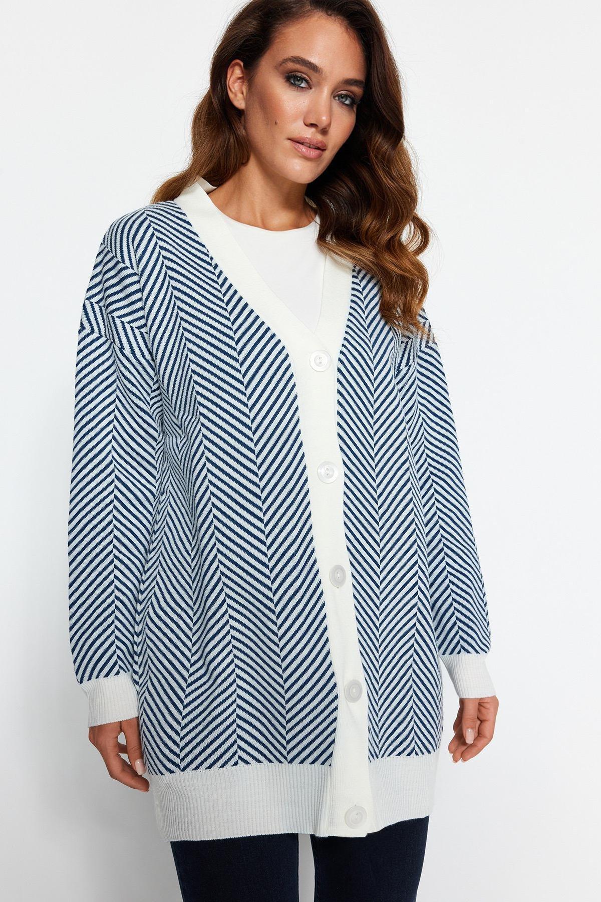 Navy V-Neck Cardigan, , large image number 2
