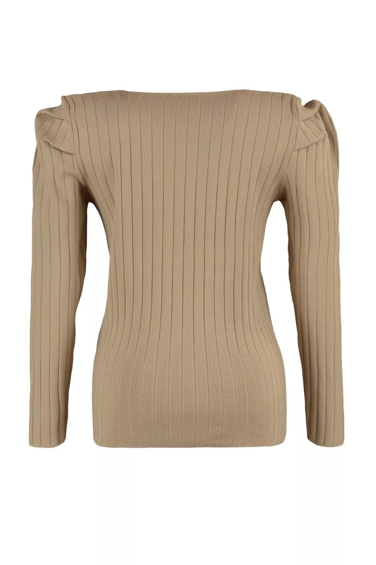 Beige Slim Plus Size Square Collar Blouse, , large image number 6