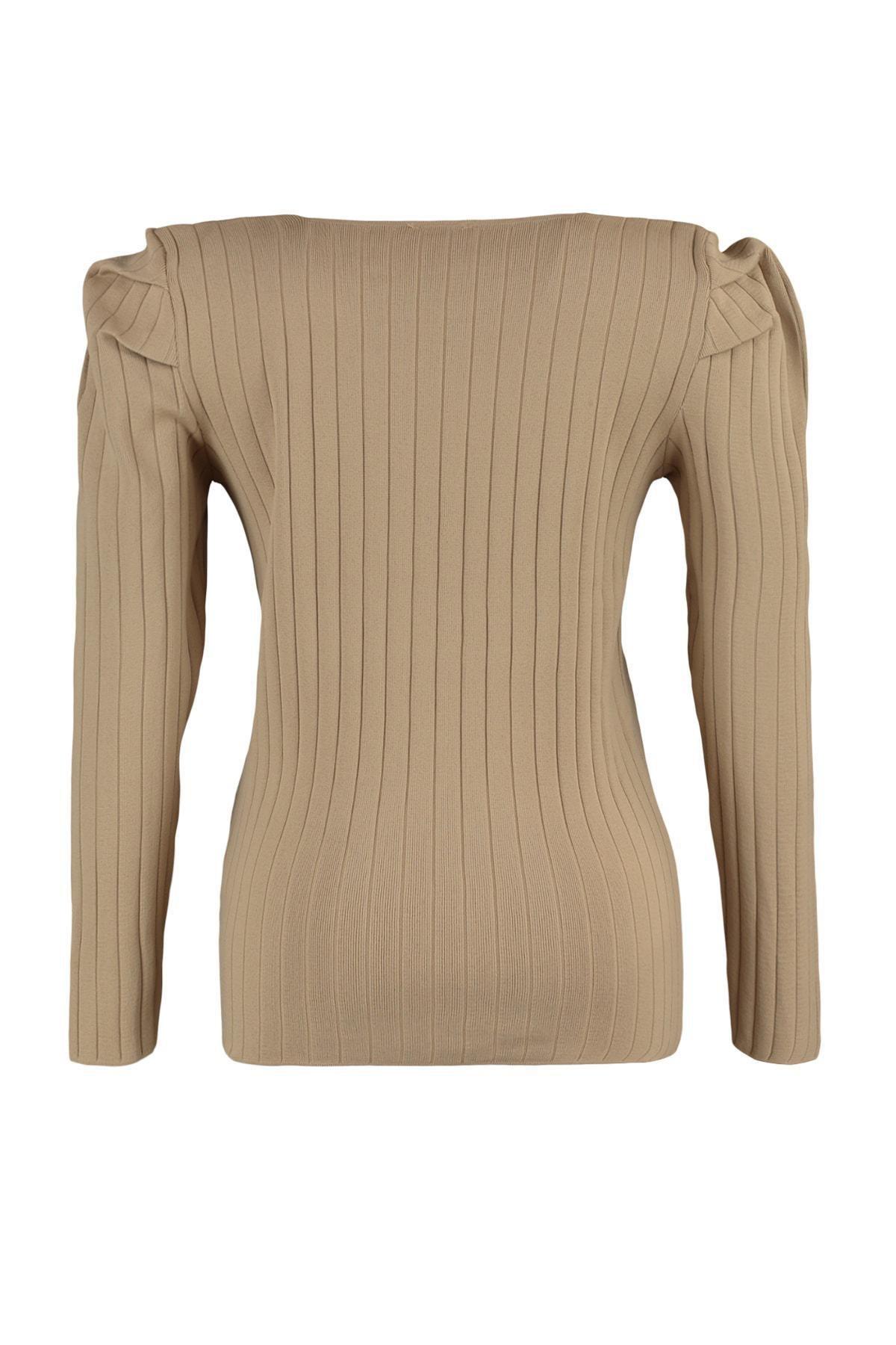 Beige Slim Plus Size Square Collar Blouse, , large image number 7