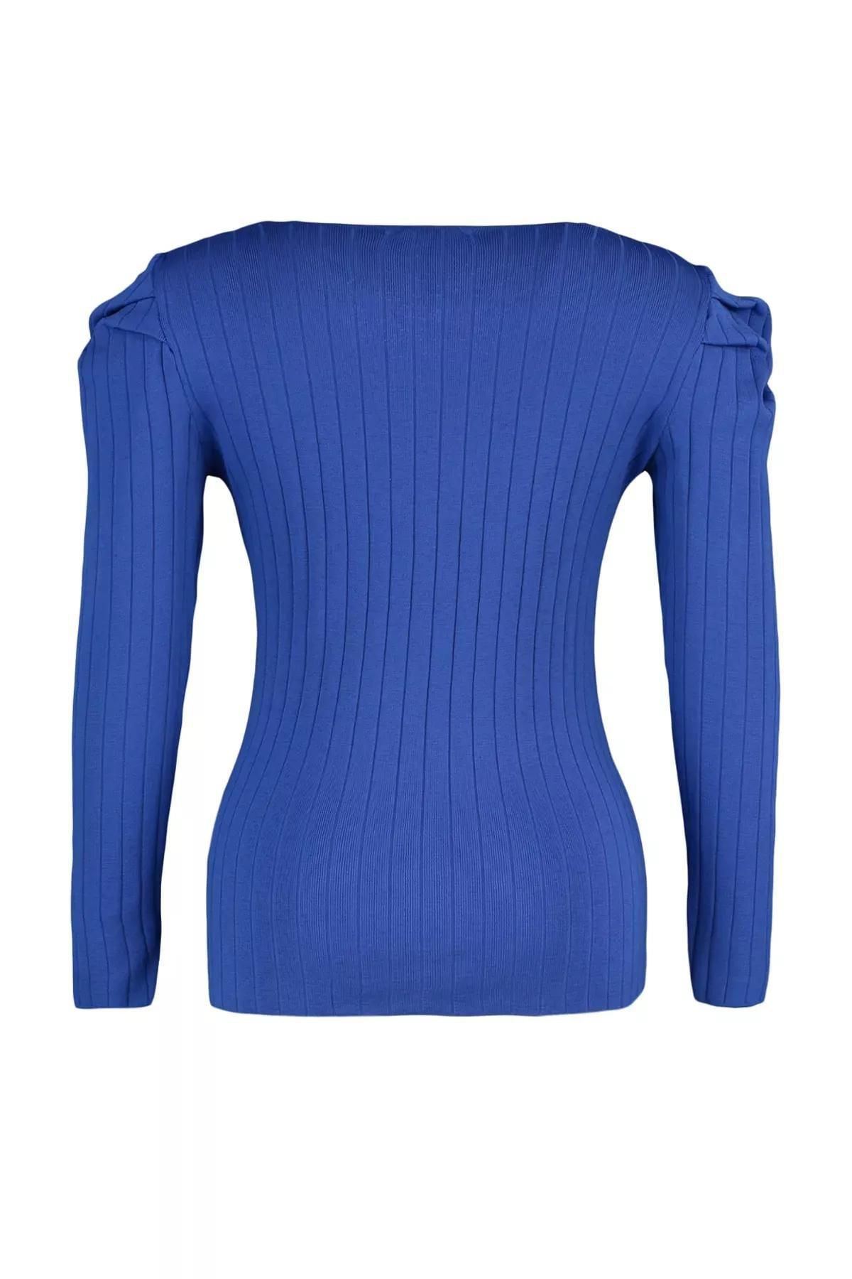 Blue Slim Plus Size Blouse, , large image number 6