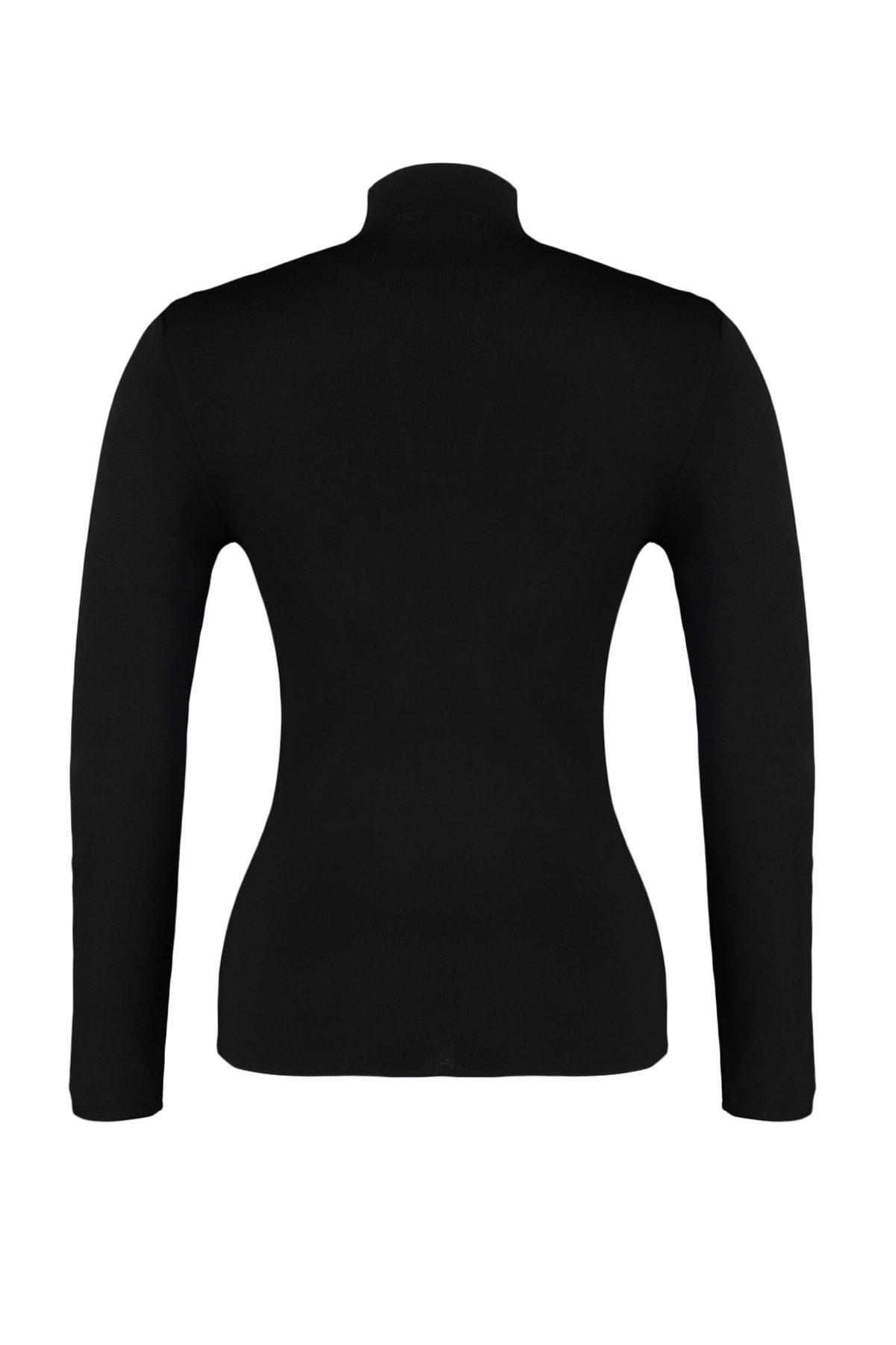 Black Choker High Neck Plus Size Blouse, Black, large image number 6