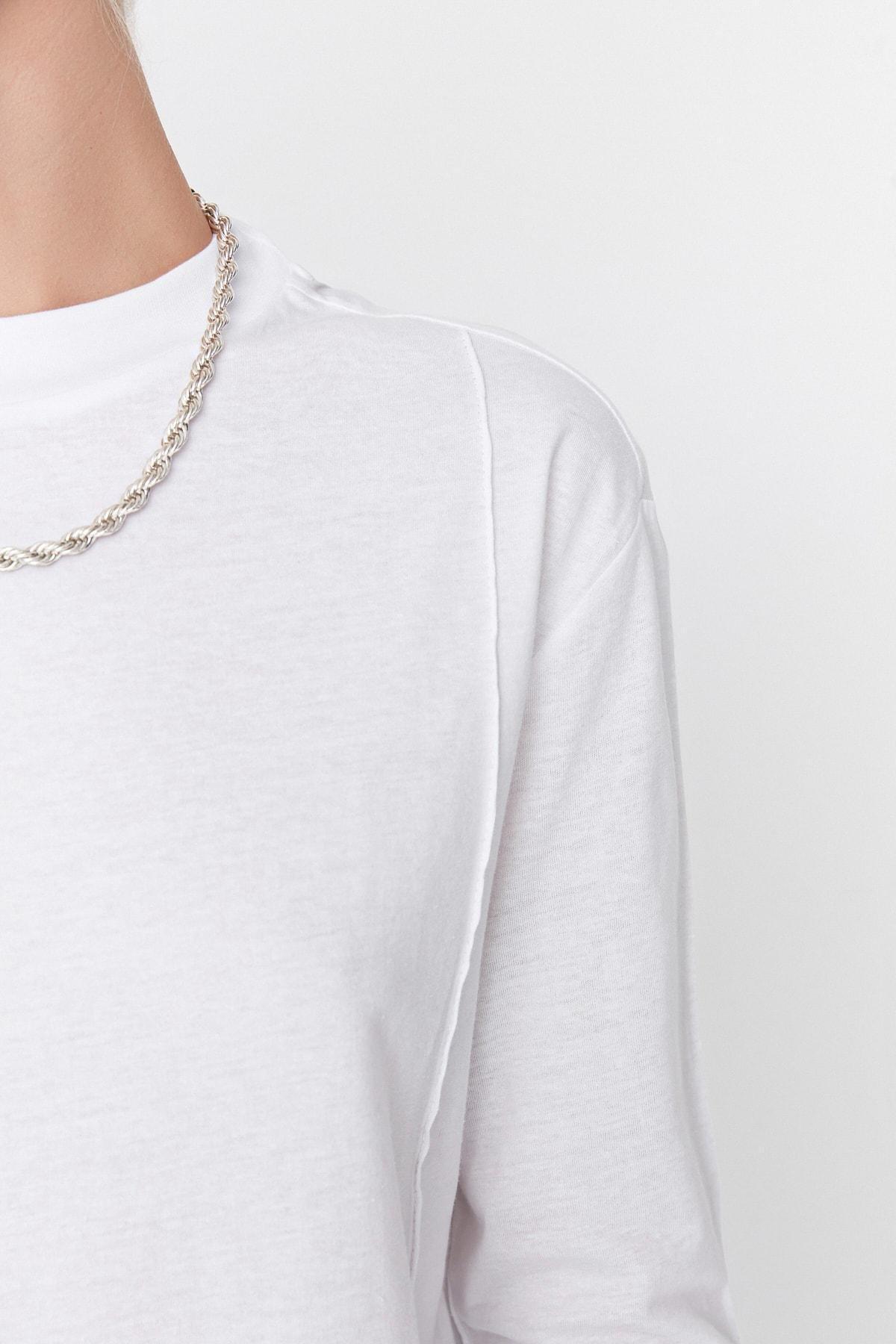 White Standing Collar Tshirt, , large image number 2